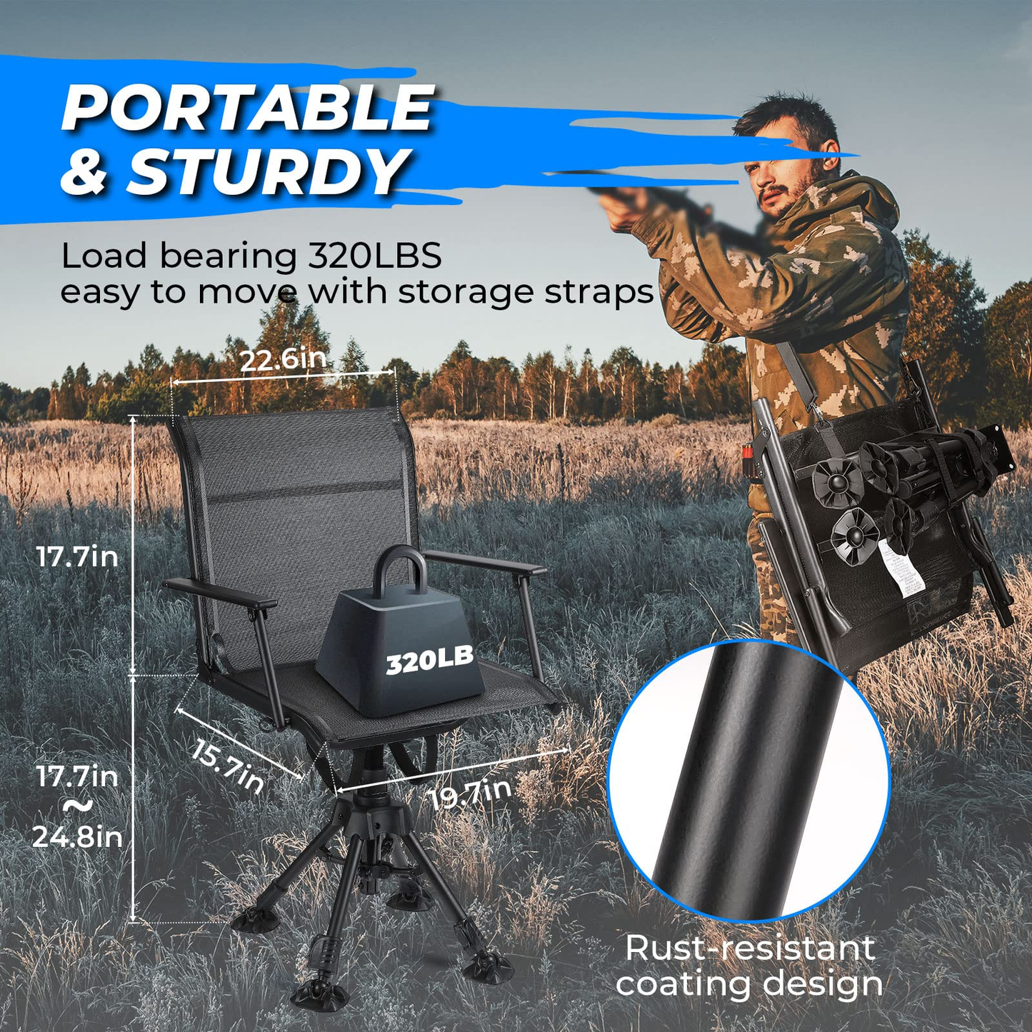 360 Degree Silent Swivel Blind Hunting Chair