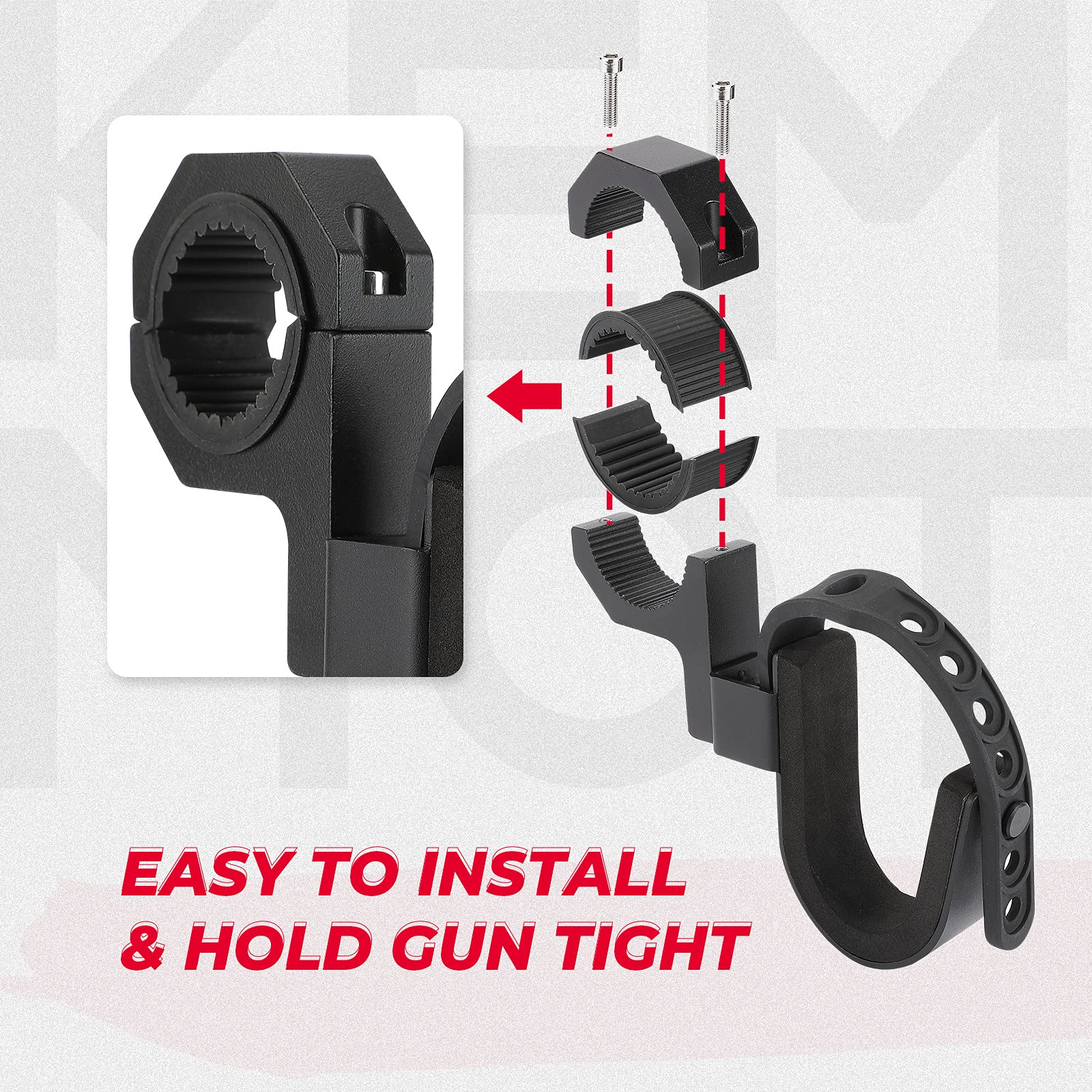 UTV Shotgun Holder Fit 1.75” 2” Roll Bars Ski Rack Bow Rack (2 pieces)