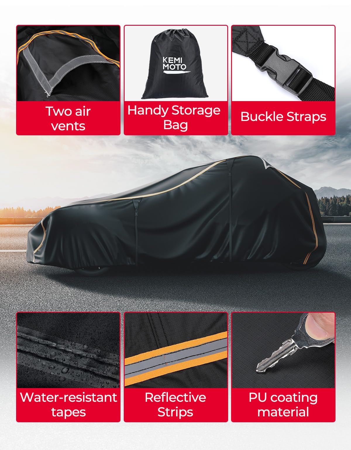 Kemimoto Full Cover with Reflective Strips for Polaris Slingshot 2015-2025