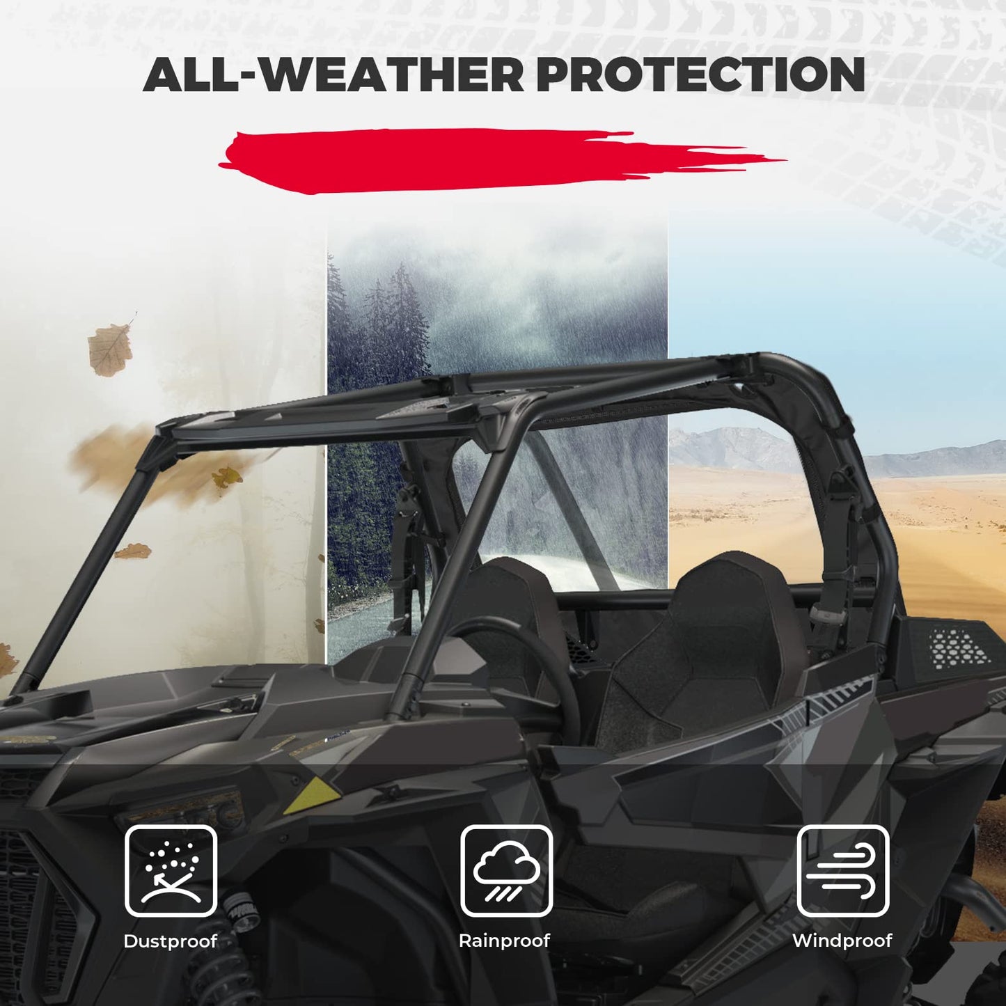 Kemimoto Soft Rear Windshield for Polaris RZR XP 1000/4 2014-2023