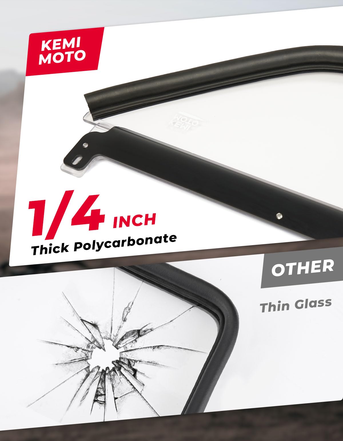 Kemimoto Scratch Resistant Flip Windshield 1/4" Polycarbonate for Maverick X3