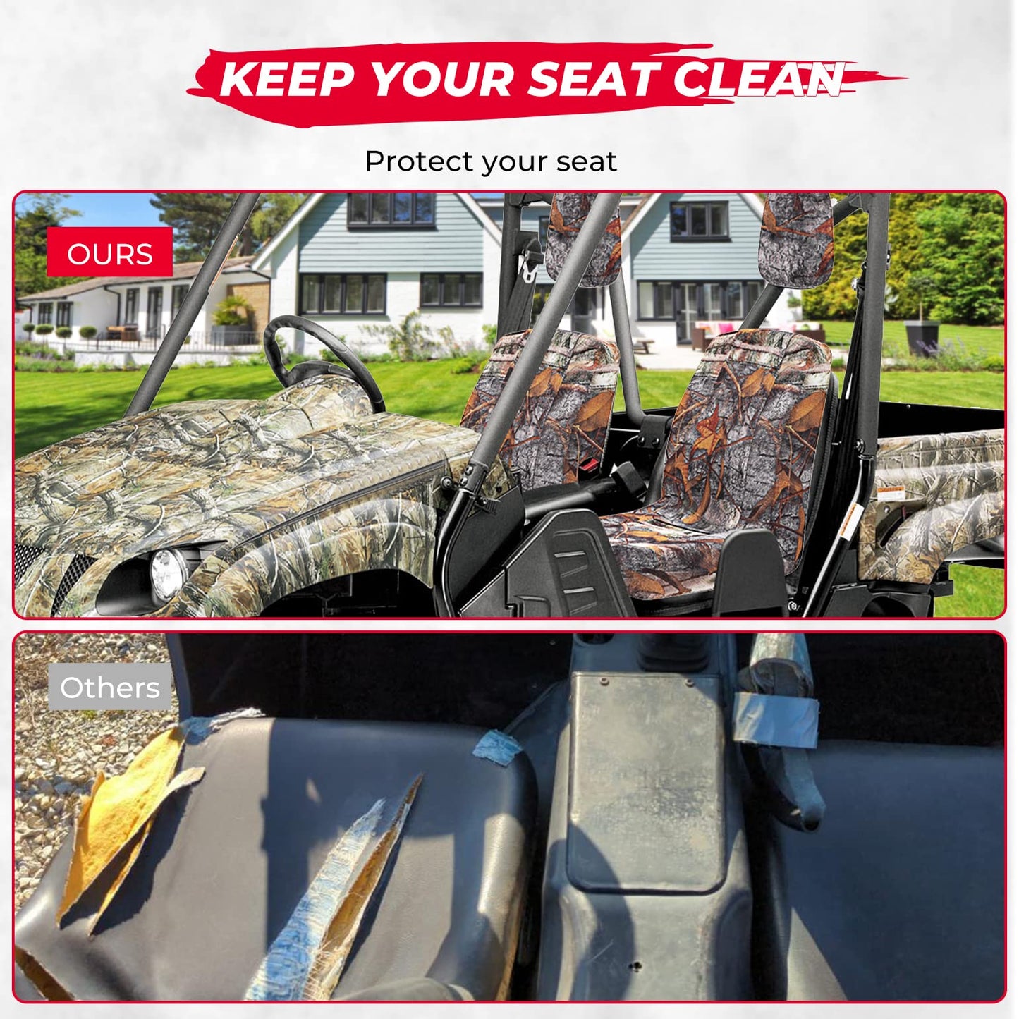 Kemimoto Heavy Duty Camo Seat Cover for Yamaha Rhino