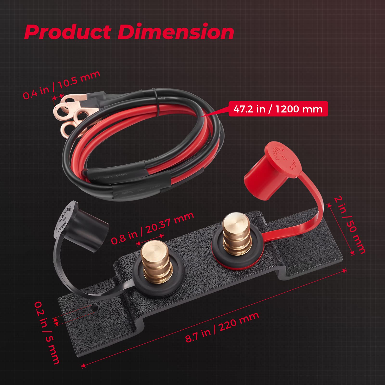 Universal Battery Jump Post Starter Terminal Relocation Kit for Can‑Am Maverick X3, Polaris