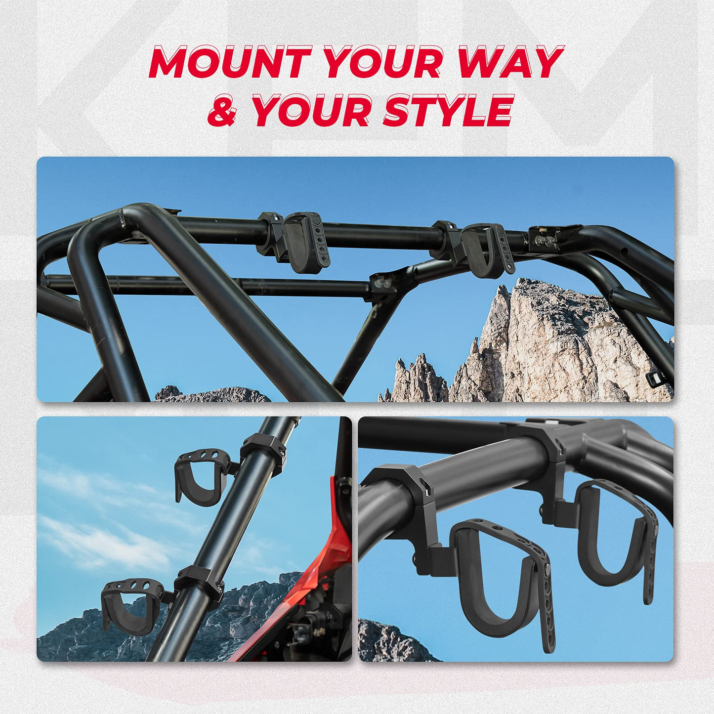 UTV Shotgun Holder Fit 1.75” 2” Roll Bars Ski Rack Bow Rack (2 pieces)