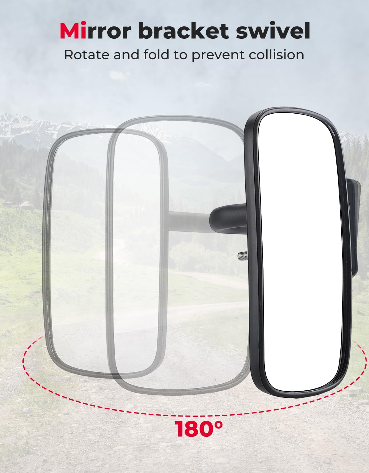 Kemimoto Convex Side Mirrors Black for Kubota RTV 400/500