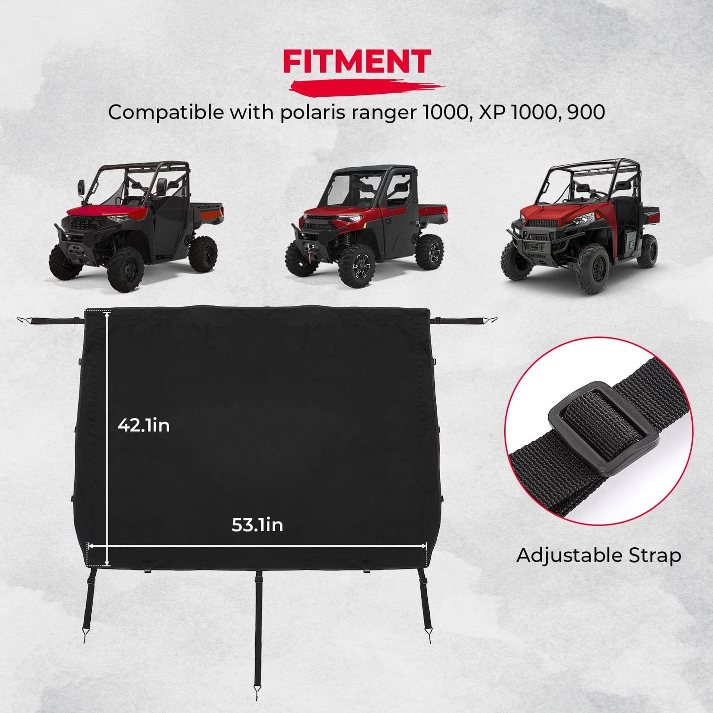 Kemimoto UTV Cargo Bed Cover for Polaris Ranger XP 1000