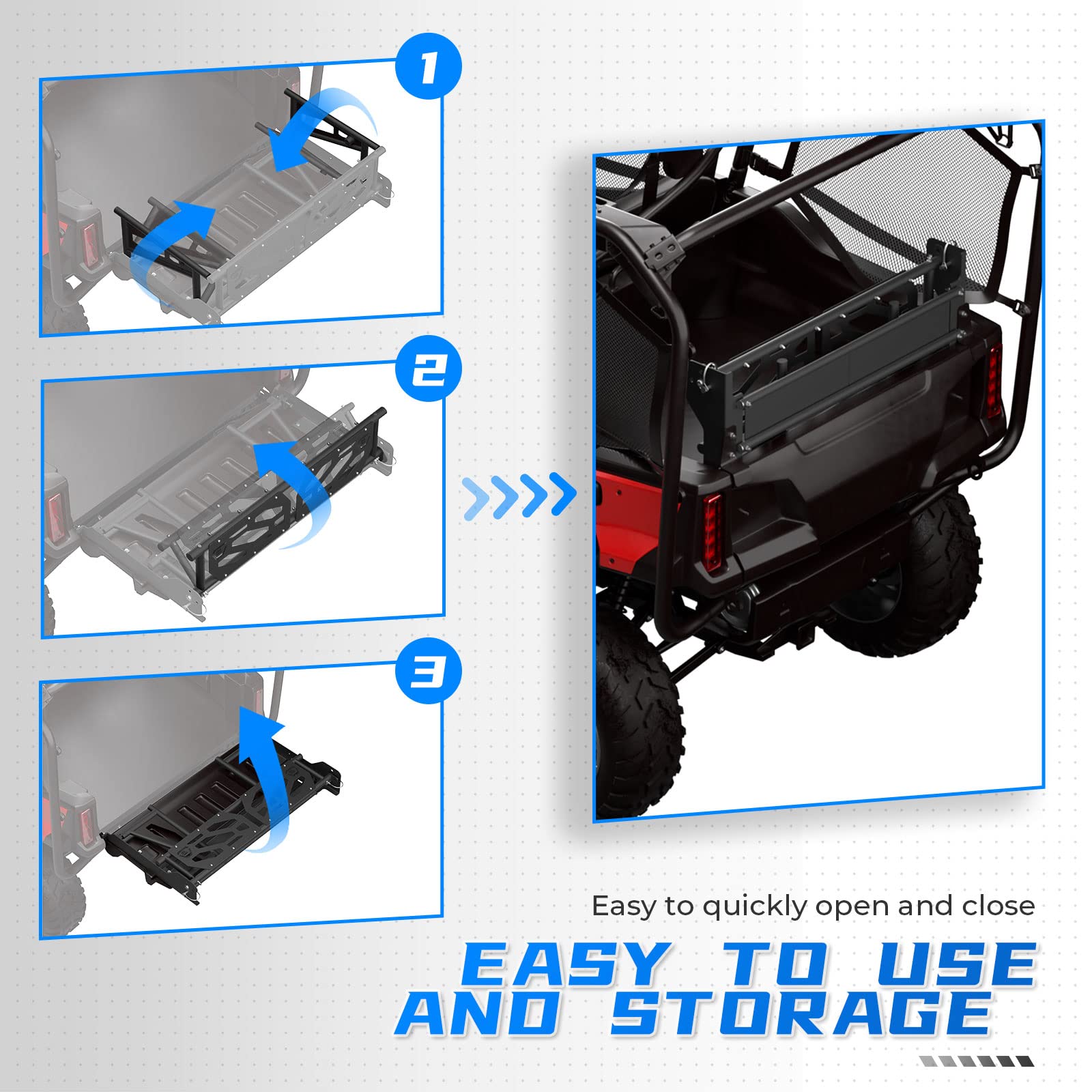 KEMIMOTO Rear Cargo Bed Extender for Honda Pioneer 700‑4/1000‑5 2016‑2024