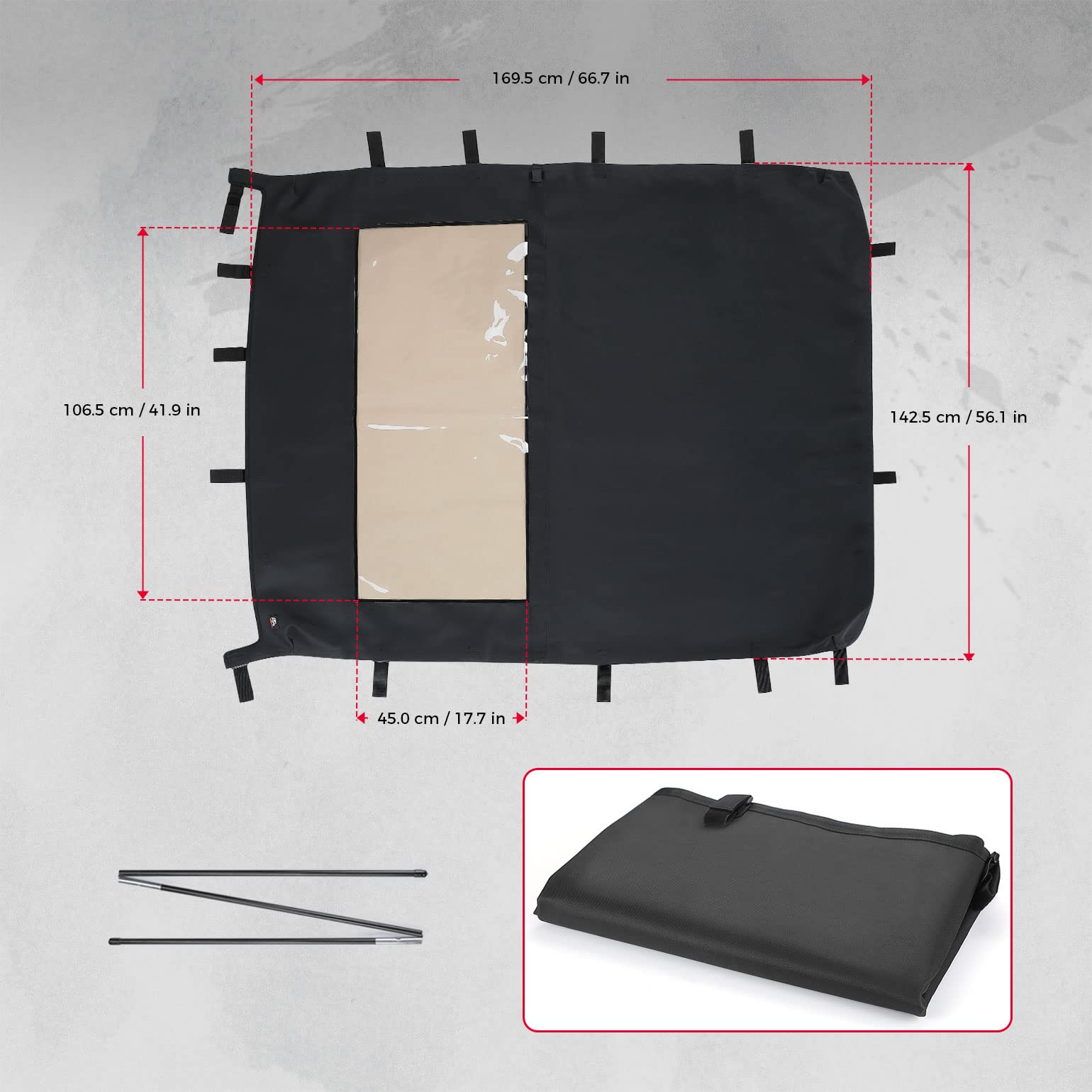 Kemimoto Canvas Roof Top Waterproof for Polaris Ranger Crew