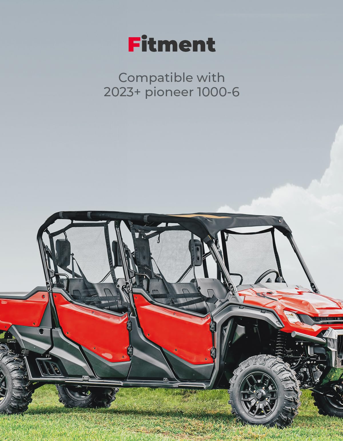 Kemimoto UTV Canvas Roof Water-Resistant Sunshade for Pioneer 1000-6