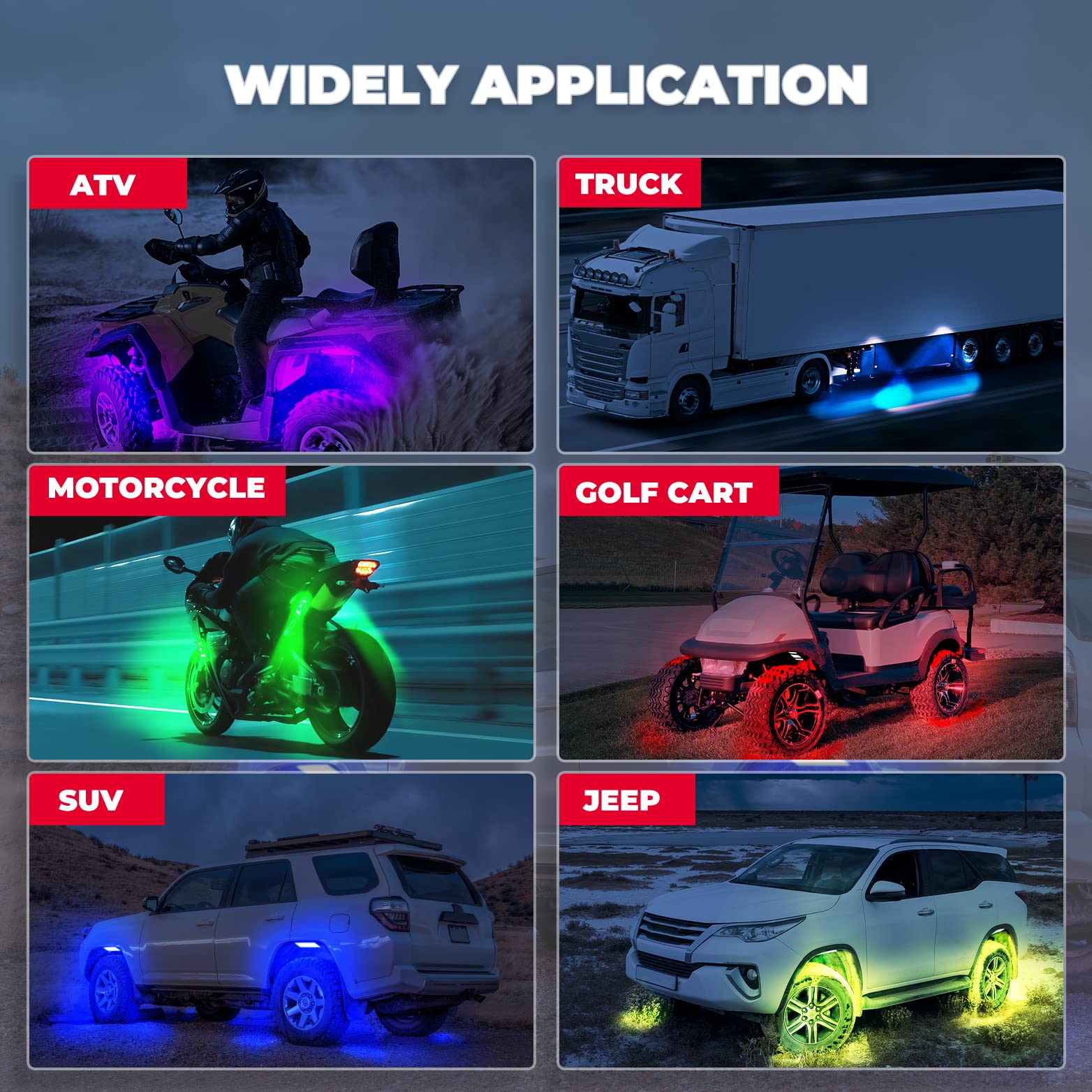 Kemimoto Universal 8 Pods RGB Rock Light Kit