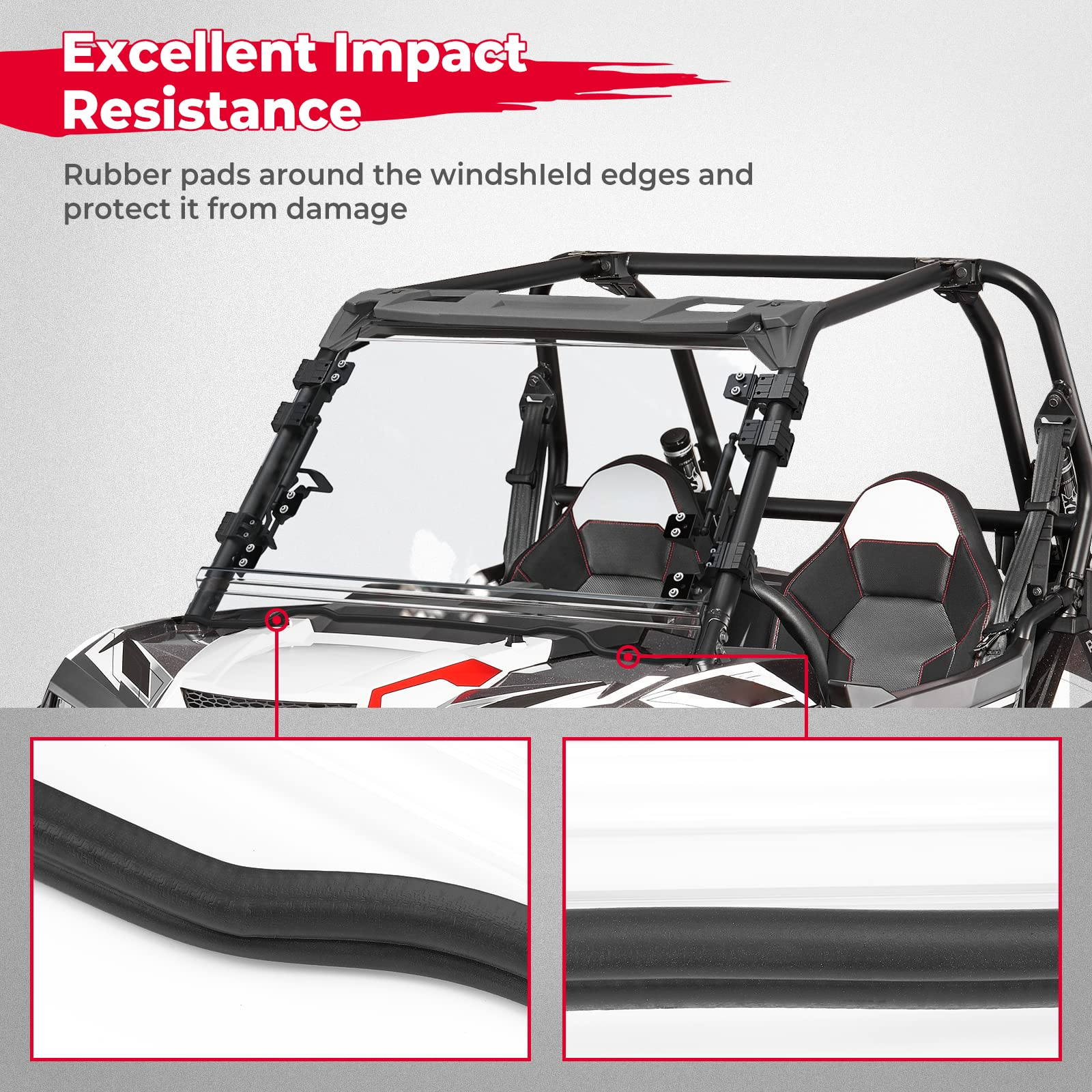 Kemimoto 4-IN-1 Flip Windshield for RZR XP 1000/900/Trail S