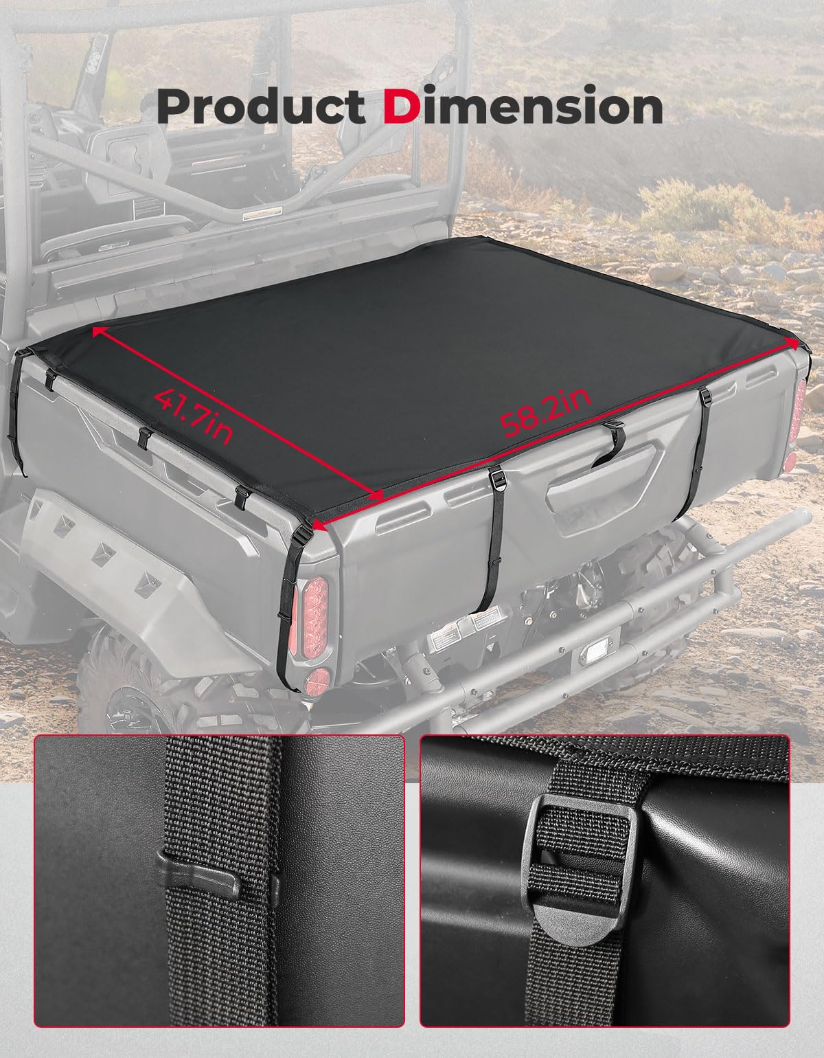 Kemimoto Stretchable Cargo Bed Net for Can‑Am Defender & Polaris Ranger