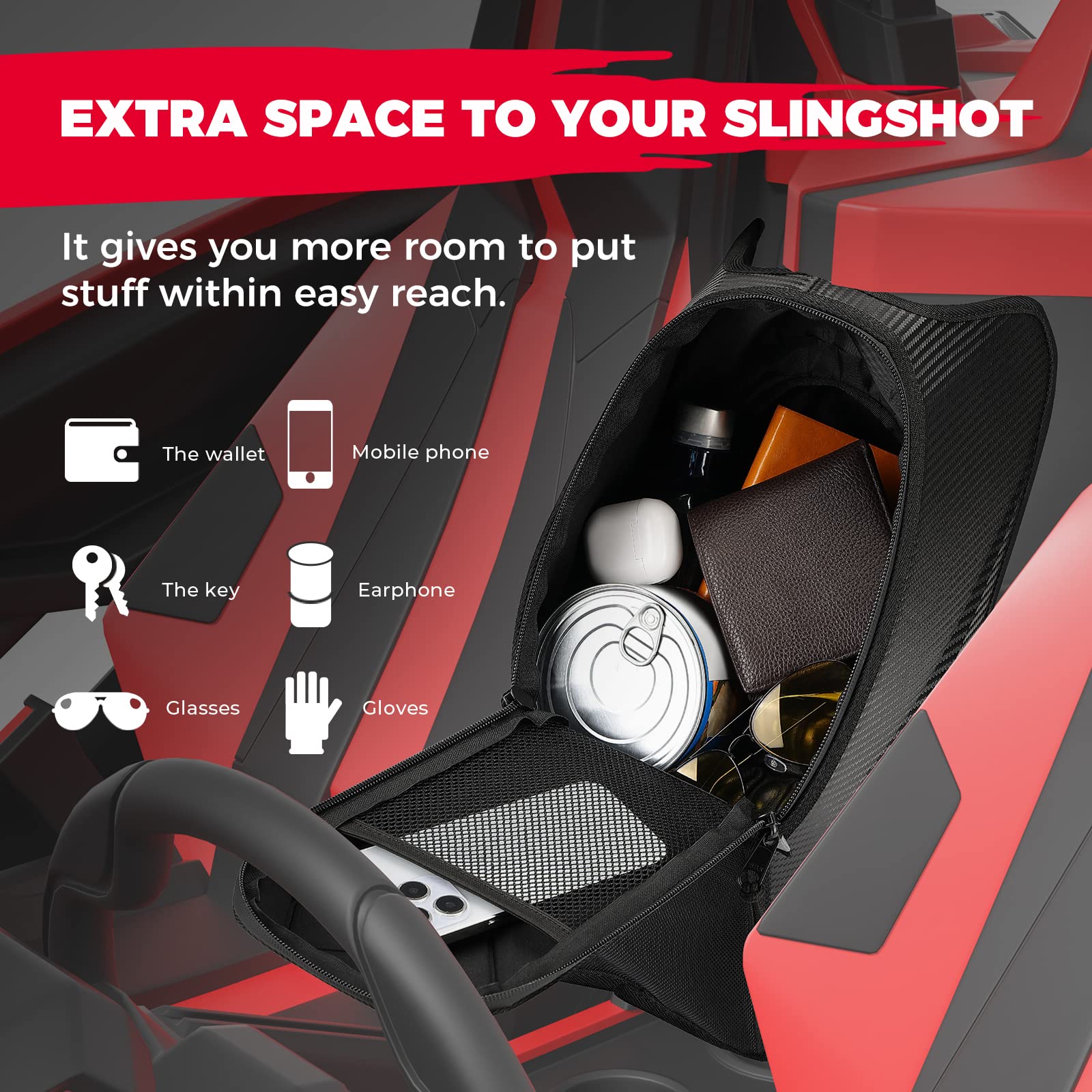 Kemimoto Full Cover & Center Console Bag for Polaris Slingshot