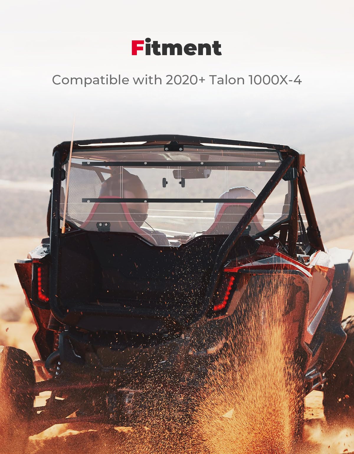 Kemimoto UTV Rear Windshield Sliding Vented Back Window for Talon 1000X-4