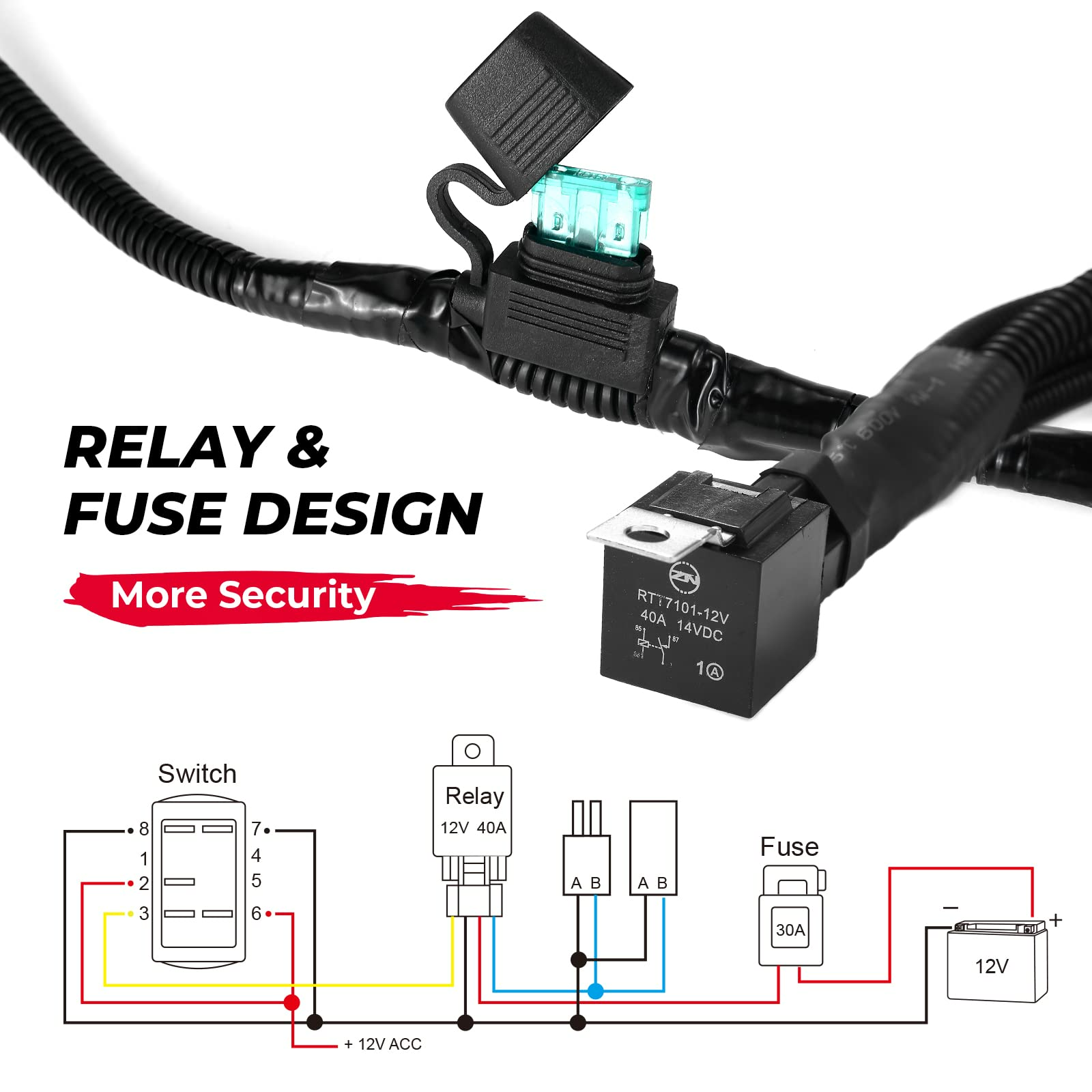 Kemimoto ATV/UTV Fan Override Switch Kit with Relay