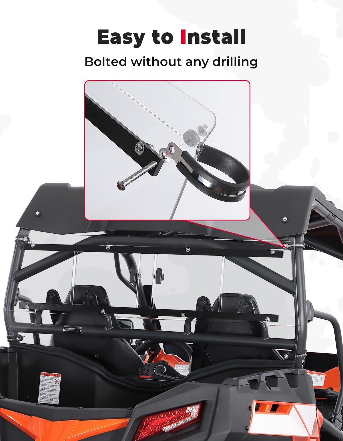 Kemimoto 2-IN-1 Rear Windshield for CFMOTO ZForce 500/800/1000