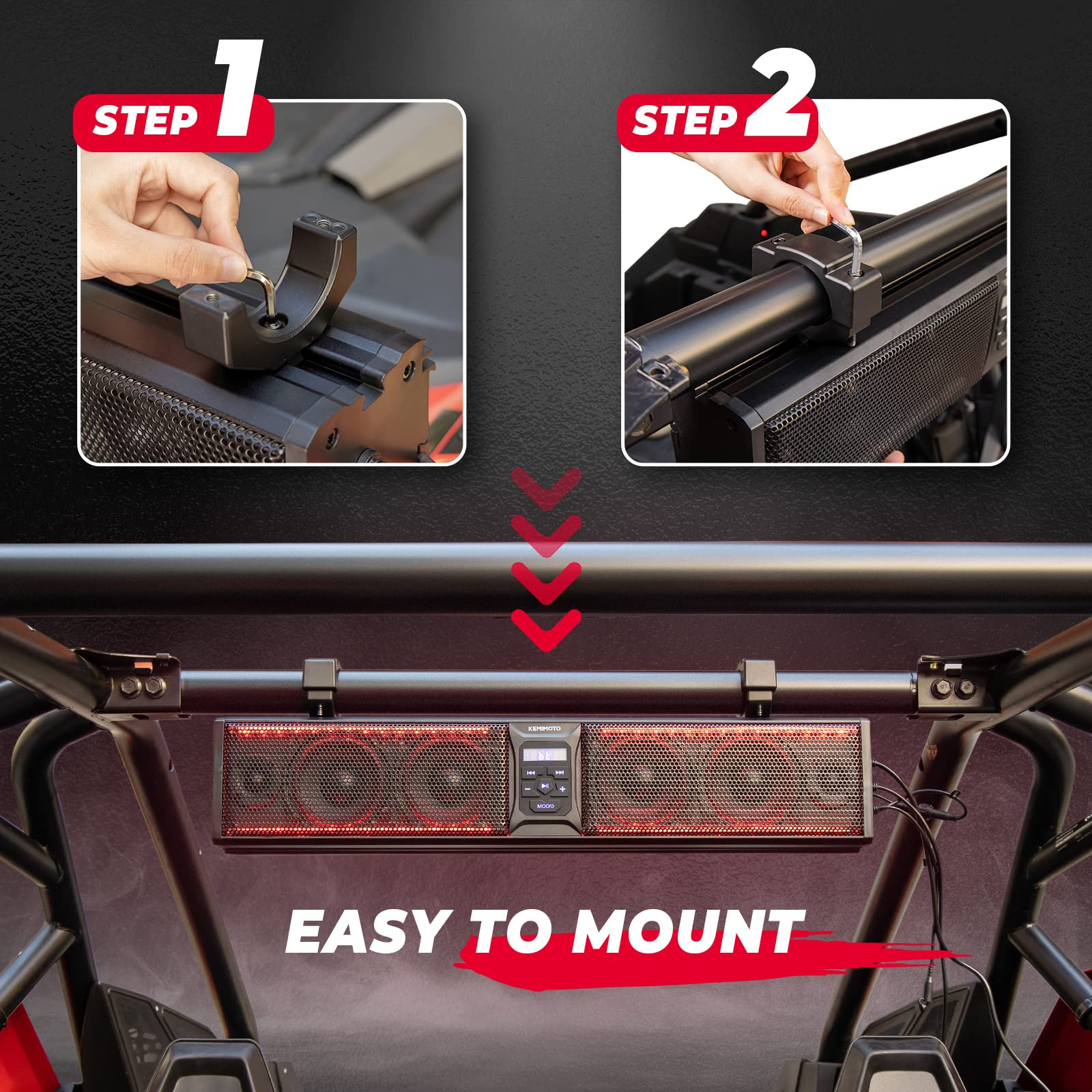 Kemimoto 26 Inch RGB Sound Bar for Polaris RZR 500W