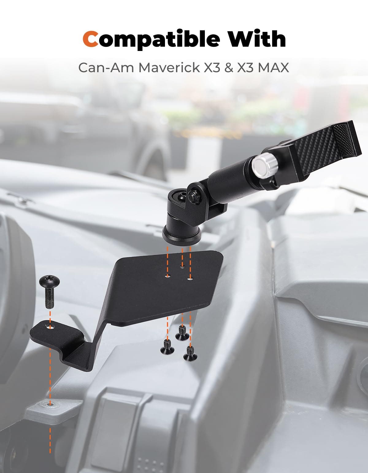 Kemimoto 360° Adjustable CNC Phone Mount for Can‑Am Maverick X3/MAX