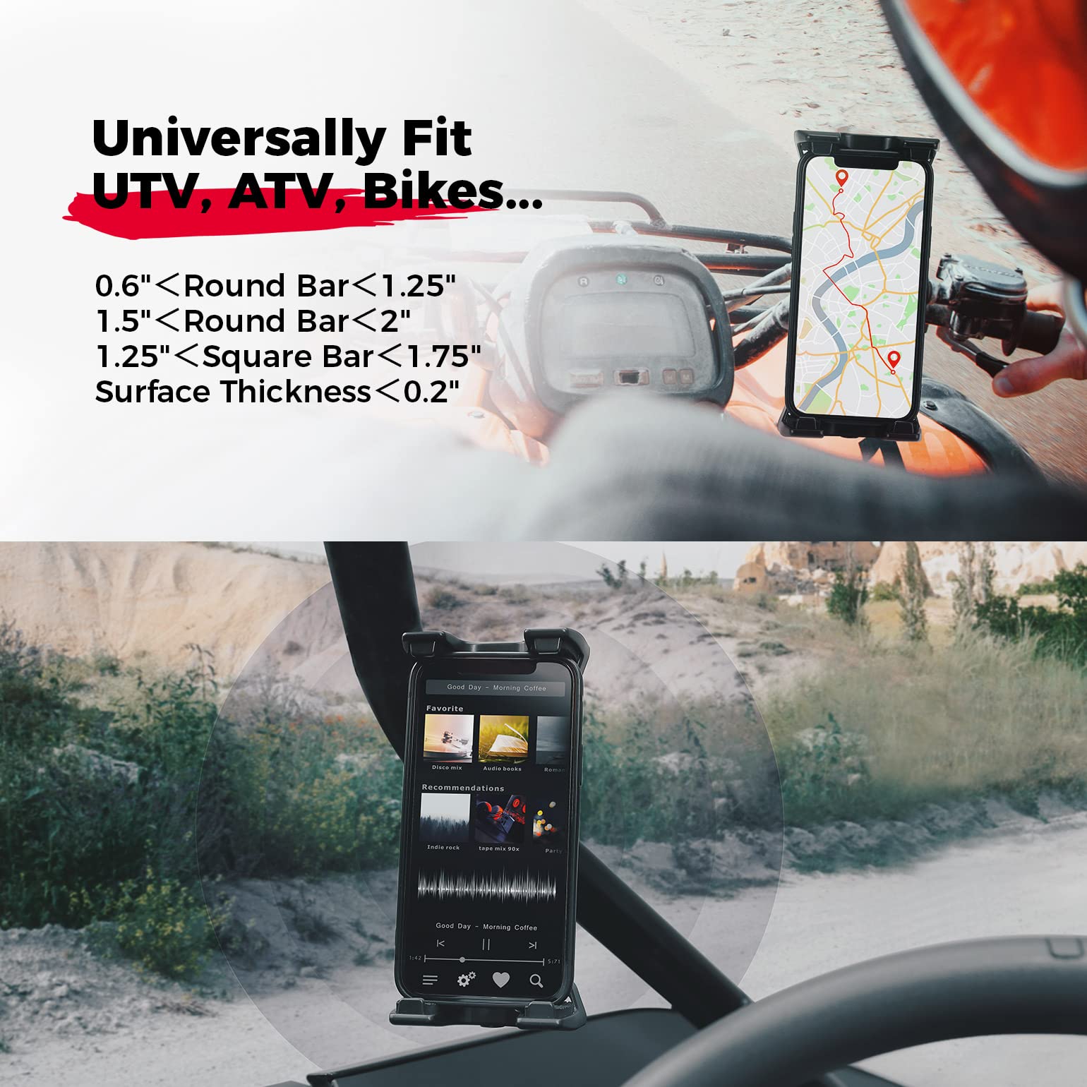 Kemimoto Universal Phone Holder for Roll Bar