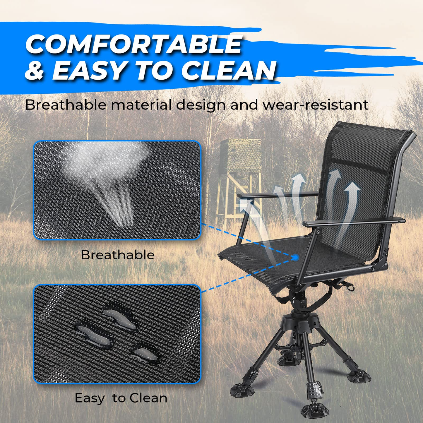 360 Degree Silent Swivel Blind Hunting Chair