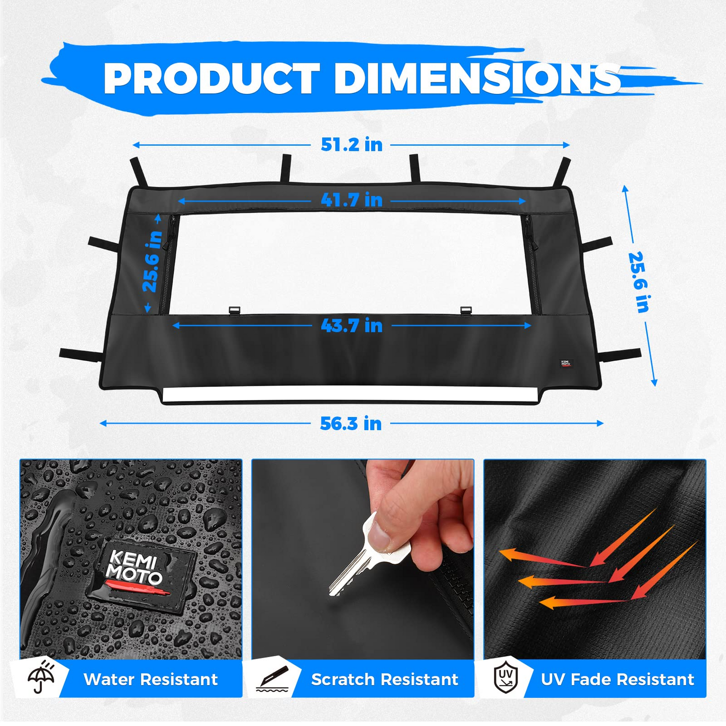 Kemimoto PVC Soft Rear Windshield for Polaris General 1000/XP 1000