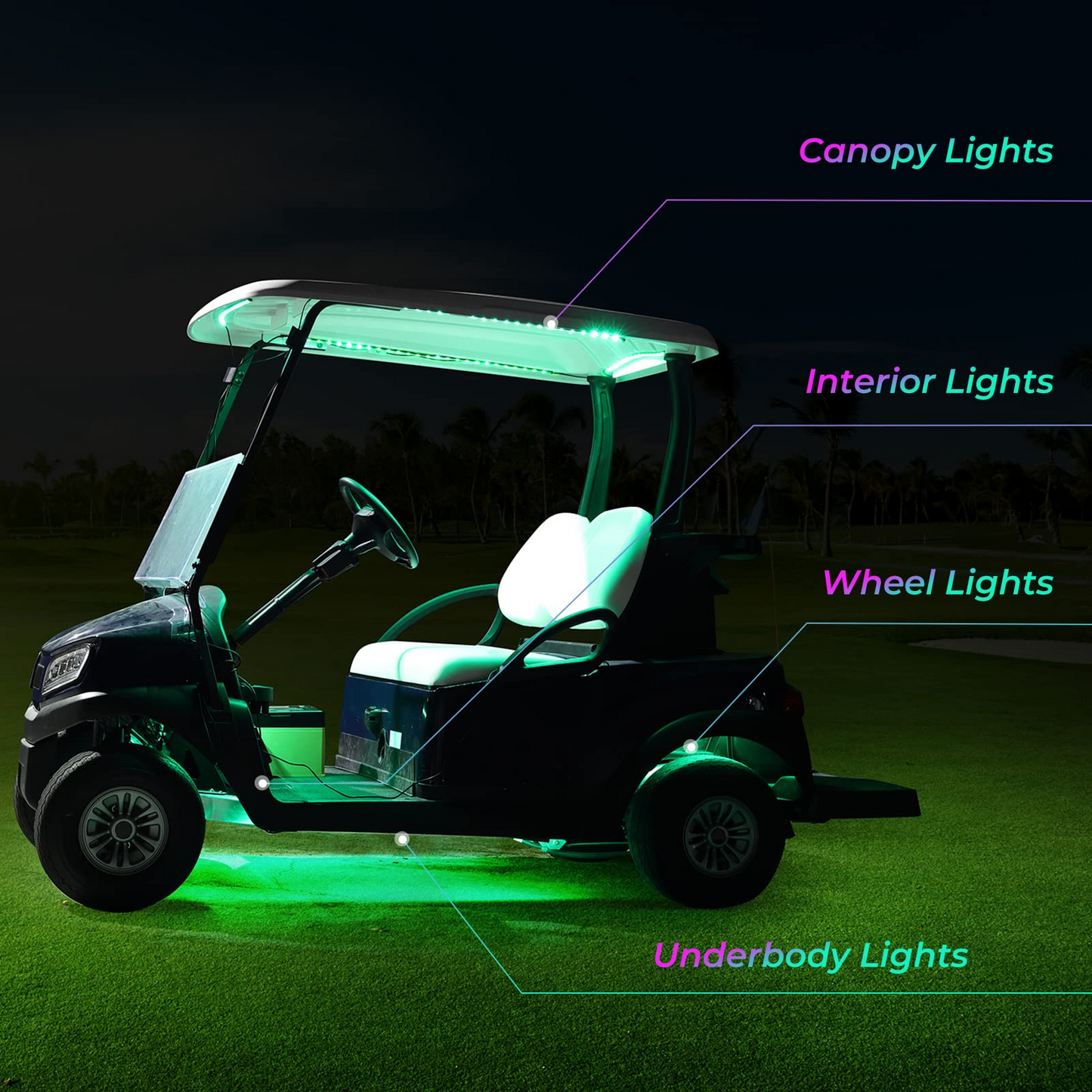 Kemimoto Million Colors Underglow LED Light Kit 12V 12PCS