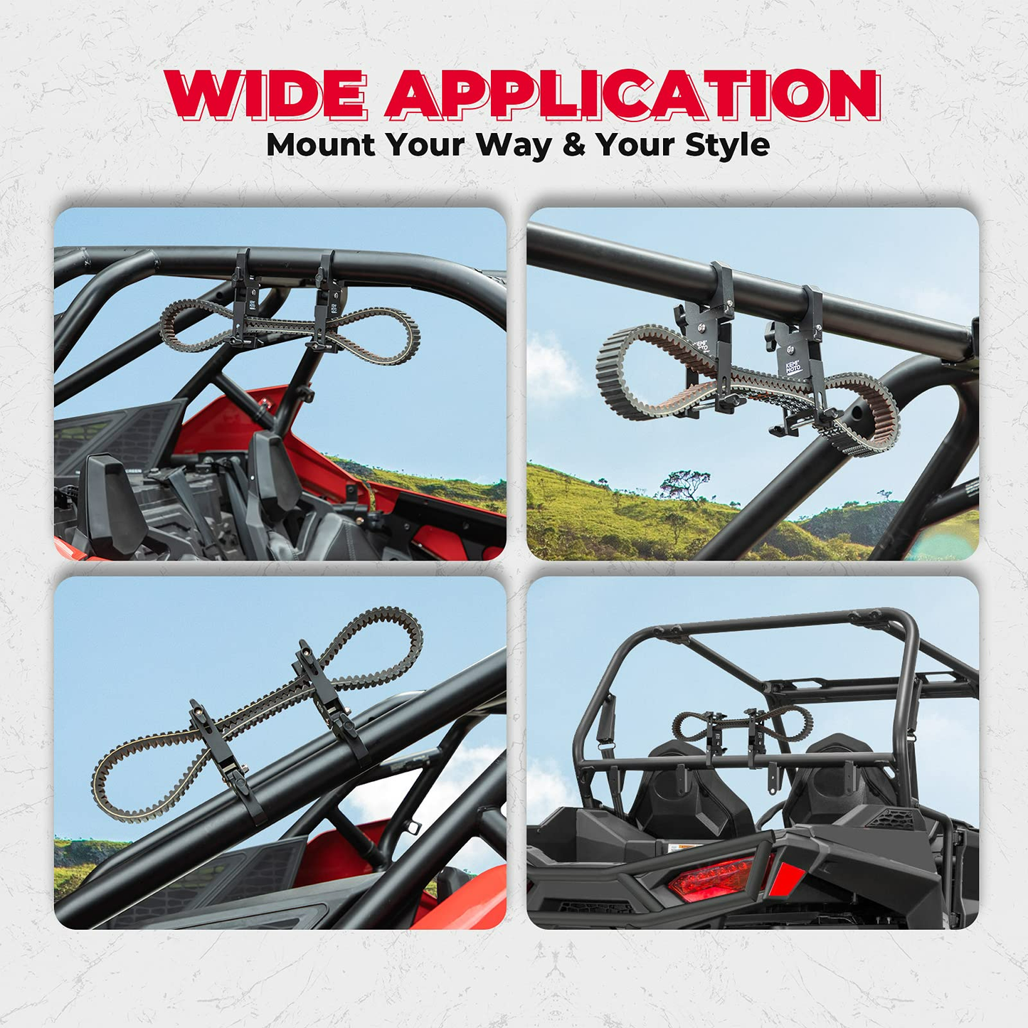 Kemimoto Universal UTV Belt Mount 1.5-2" Roll Bar