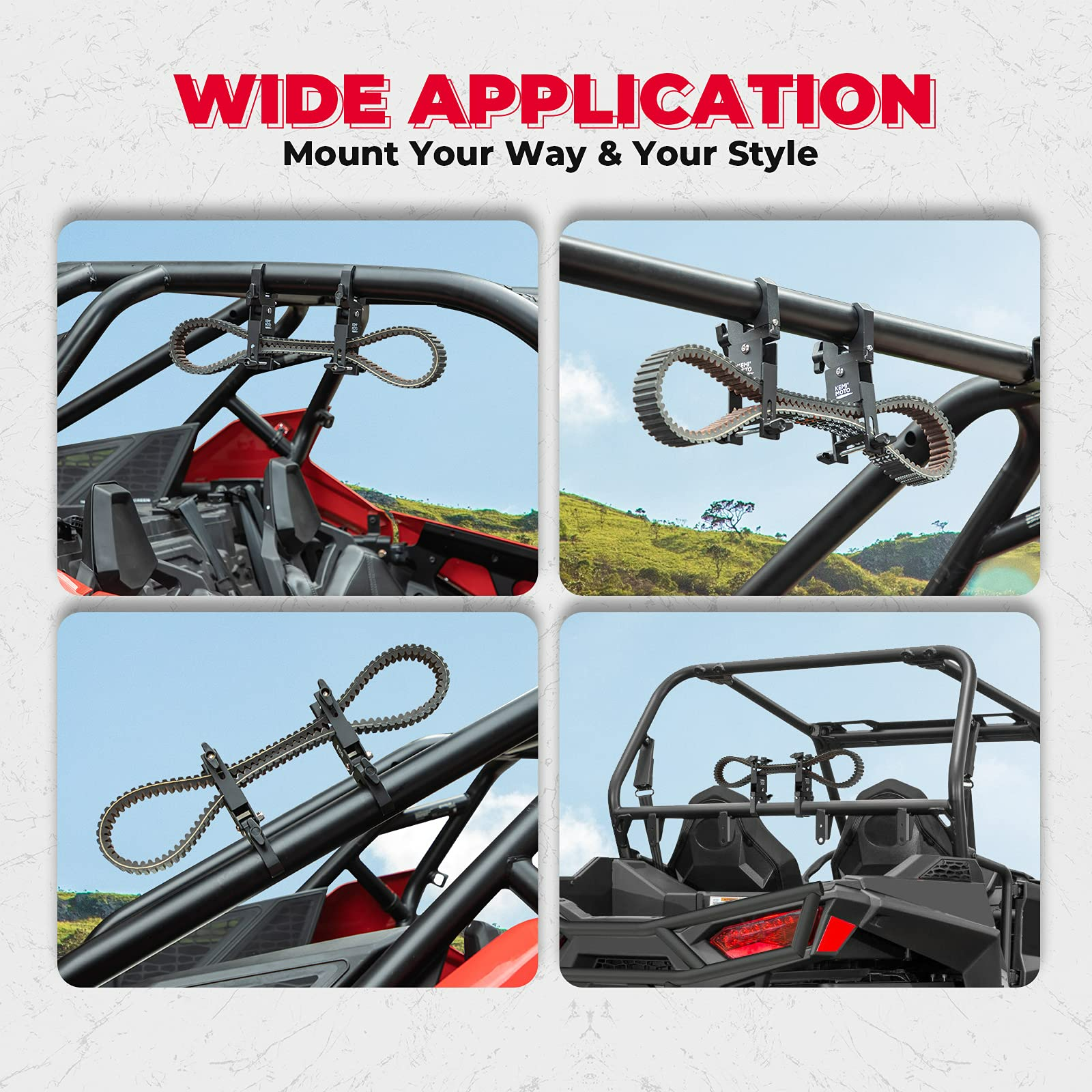 Kemimoto Universal UTV Belt Mount 1.5-2" Roll Bar