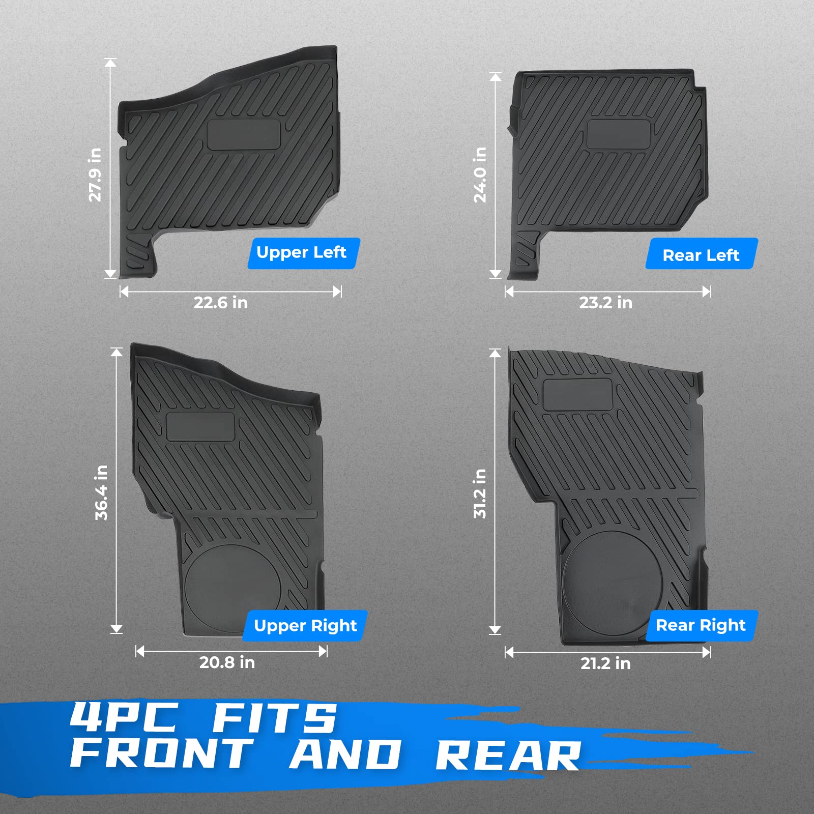 Kemimoto Floor Mats for Polaris Ranger XP 1000 4-Piece