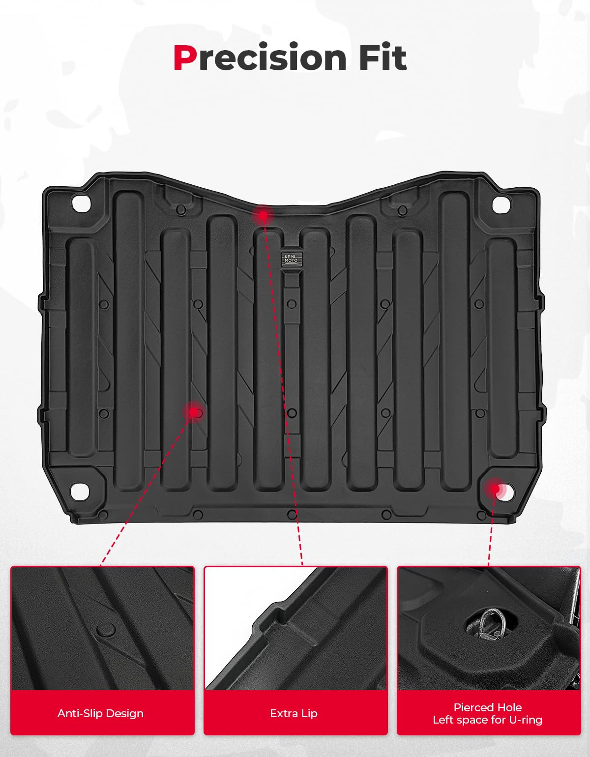 Kemimoto UTV Bed Liner Mat for Honda Pioneer 1000 2016-2025