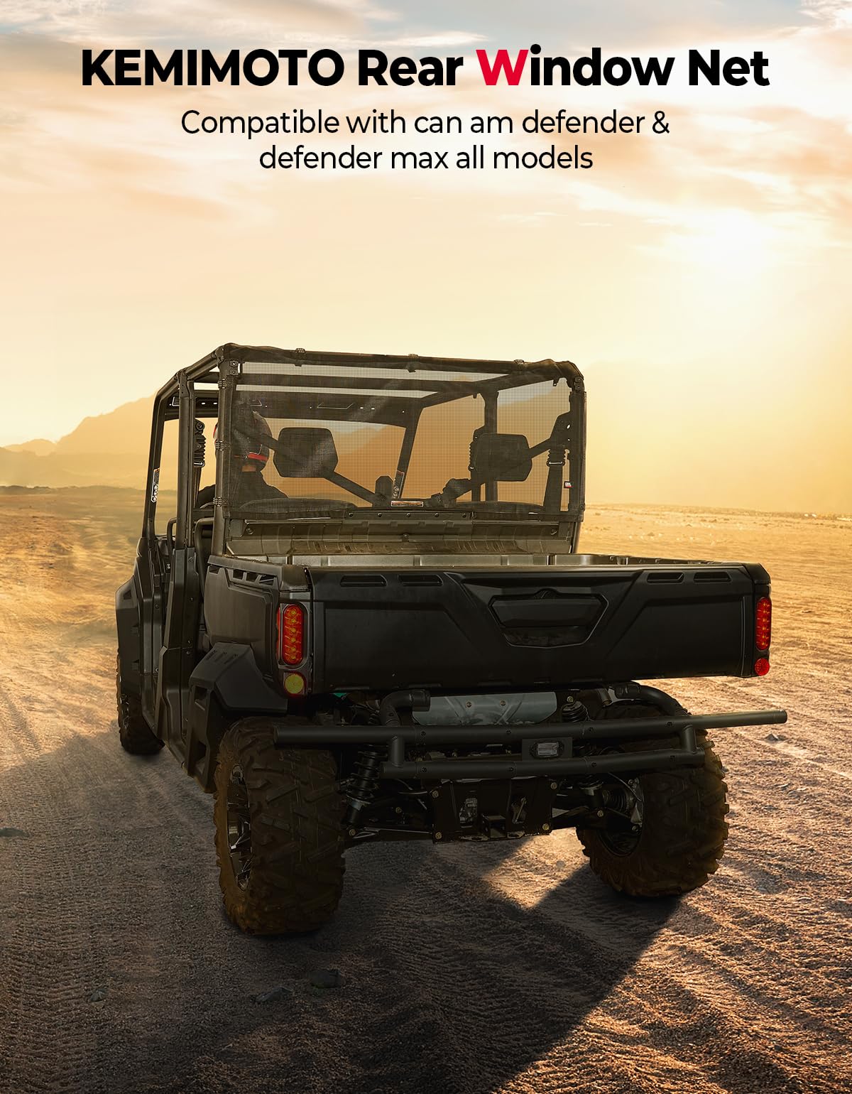 Kemimoto Rear Ventilated Window Nets for Can‑Am Defender