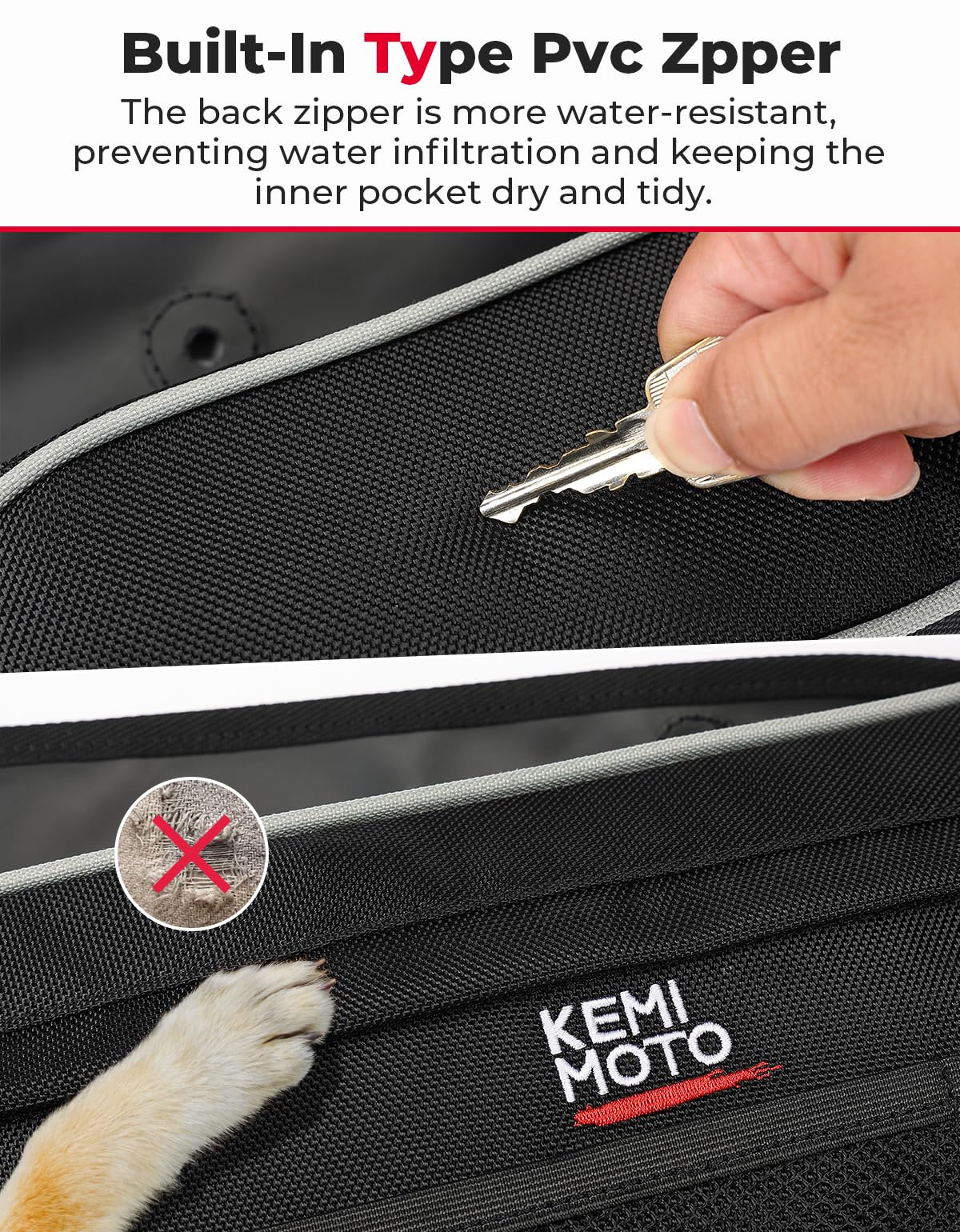 Kemimoto Front Door Bags with Knee Pads Water‑Resistant Oxford