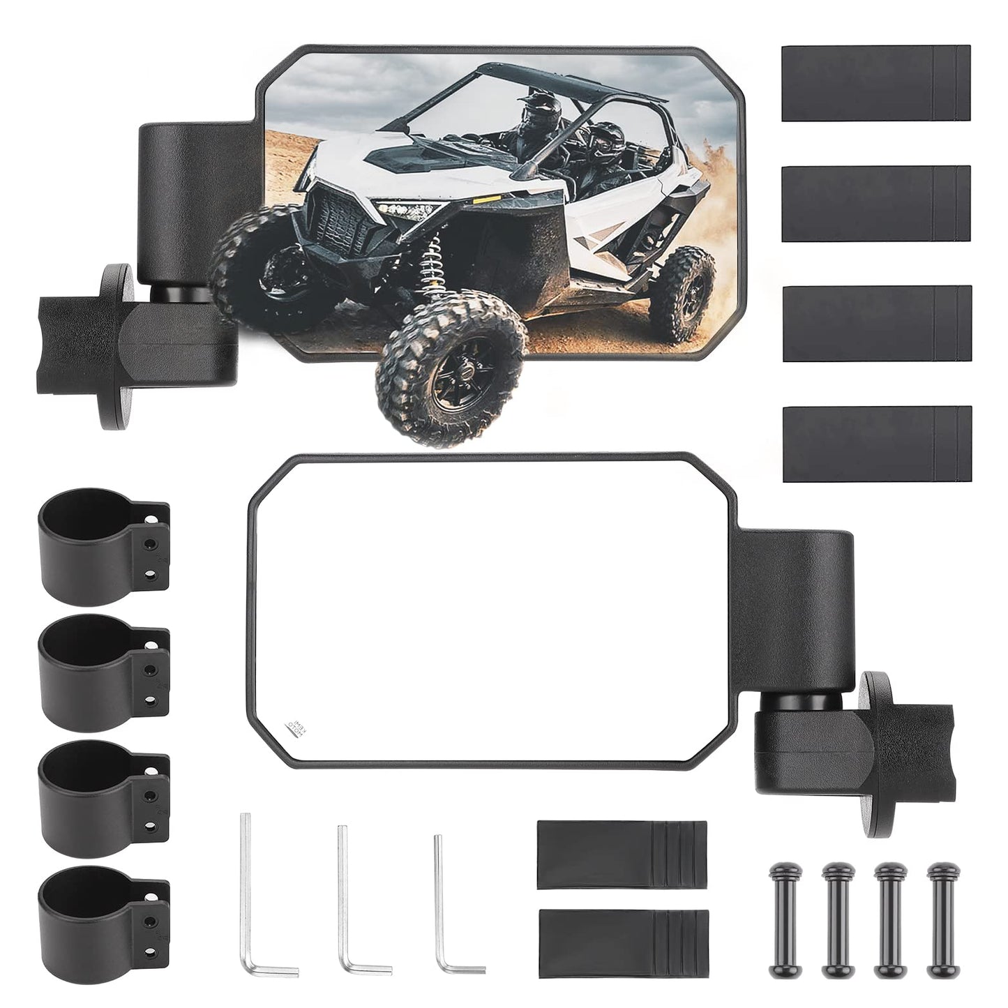 Kemimoto Adjustable Breakaway UTV Side View Mirrors 1.6‑2" Roll Bar