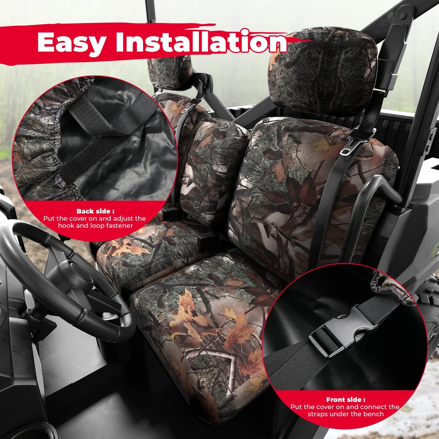 Kemimoto Camouflage UTV Seat Cover for Can-Am Defender