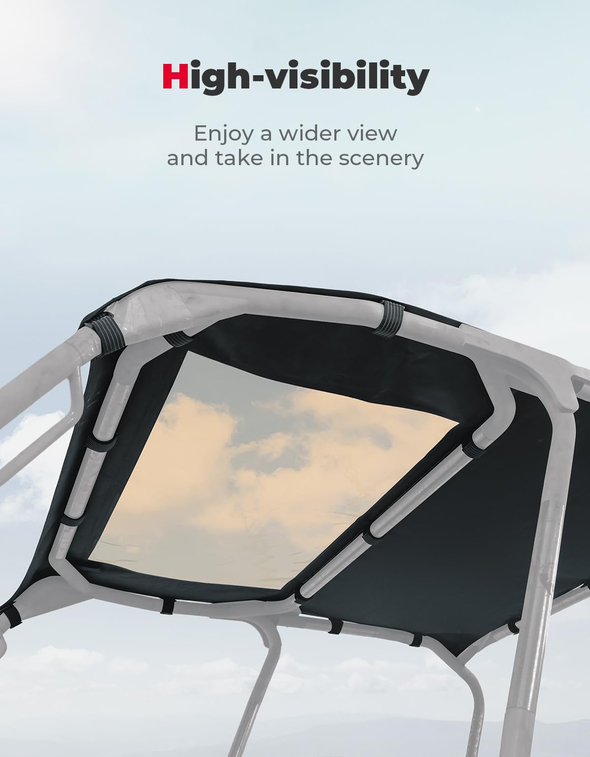 Kemimoto UTV Canvas Roof Water-Resistant Sunshade for Pioneer 1000-6