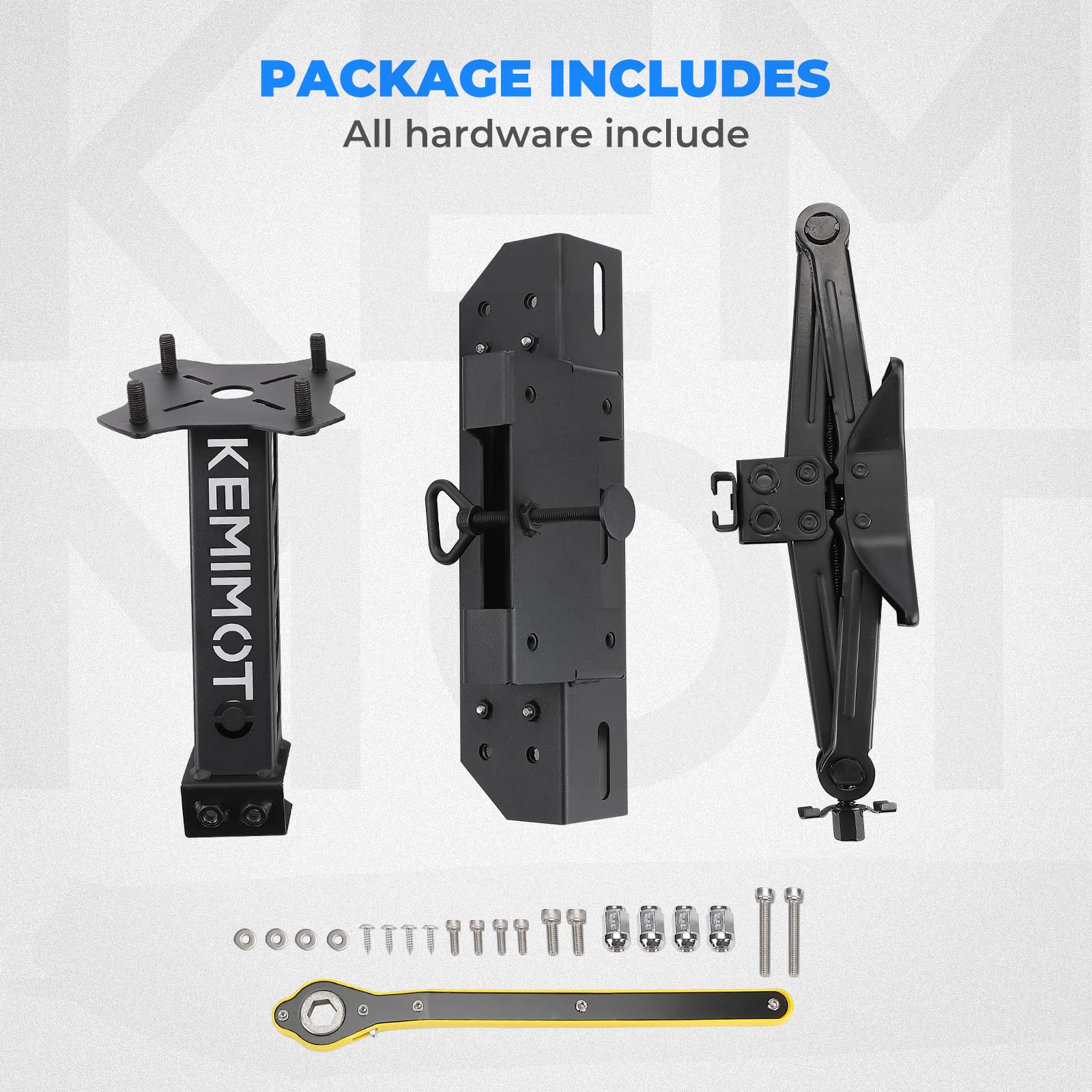 Kemimoto Adjustable Spare Tire Mount for Polaris Ranger
