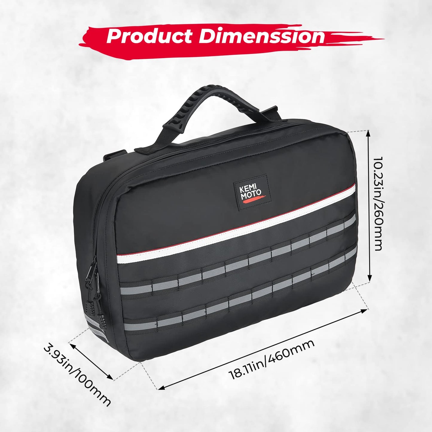 Kemimoto UTV/ATV Belt Storage Bag with Tool Roll for Can‑Am, Polaris