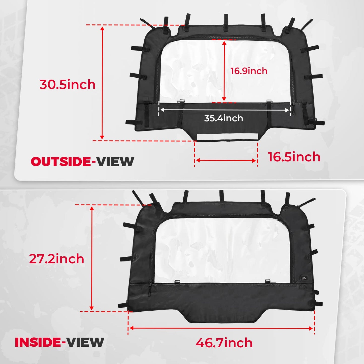Kemimoto Soft Rear Windshield for Polaris RZR XP 1000/4 2014-2023