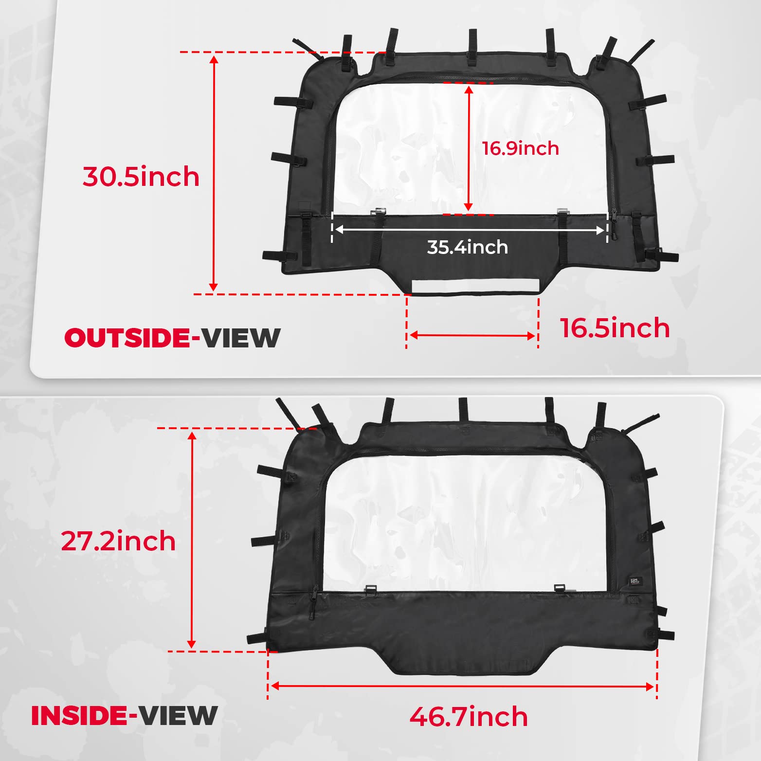 Kemimoto Soft Rear Windshield for Polaris RZR XP 1000/4 2014-2023