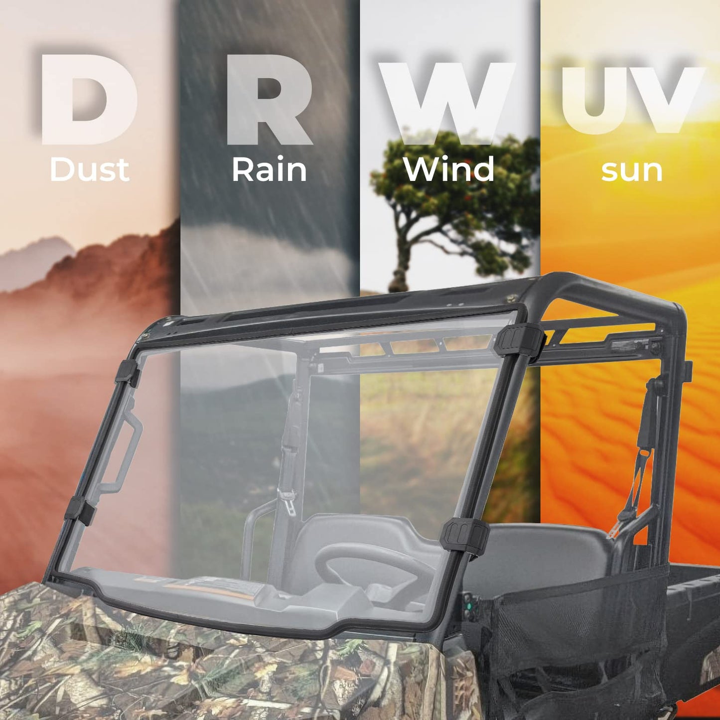 Kemimoto Front Full Windshield for Polaris Ranger Midsize 500 570