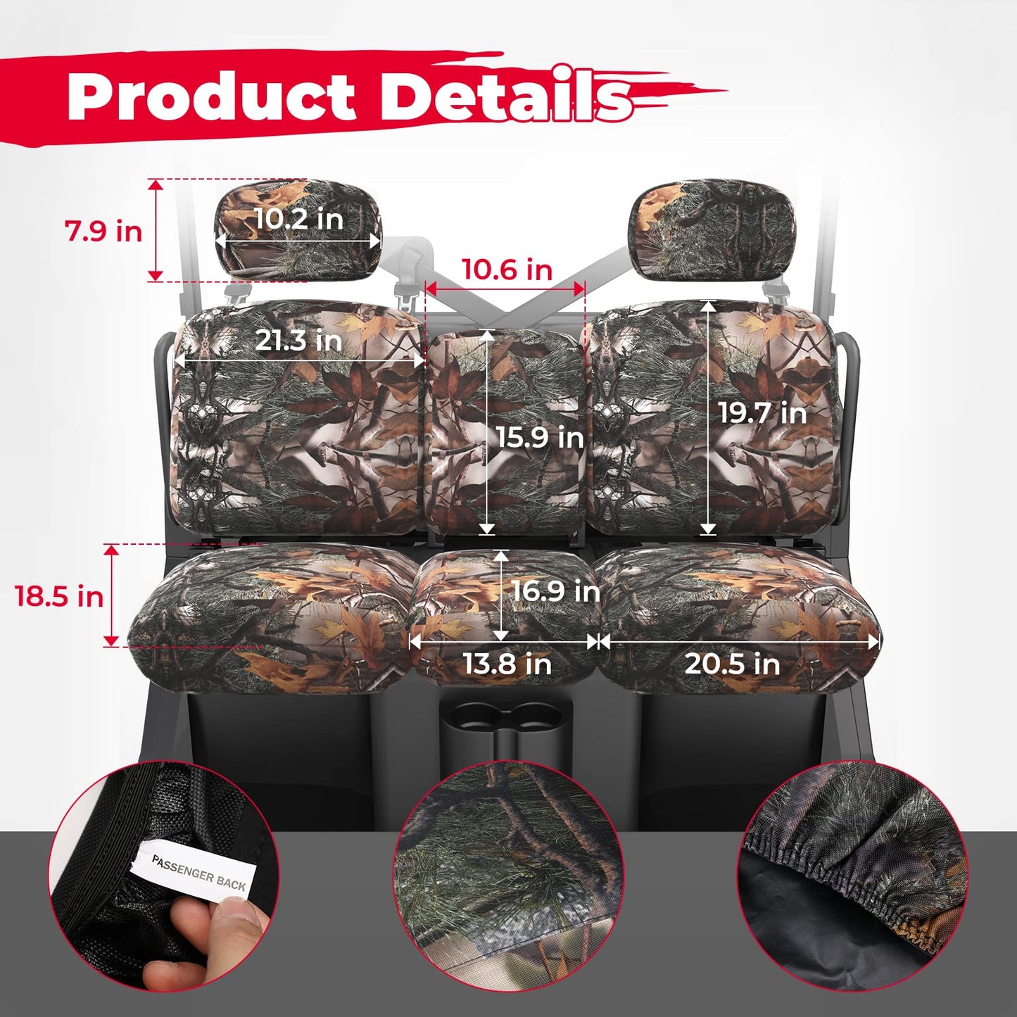 Kemimoto Camouflage UTV Seat Cover for Can-Am Defender