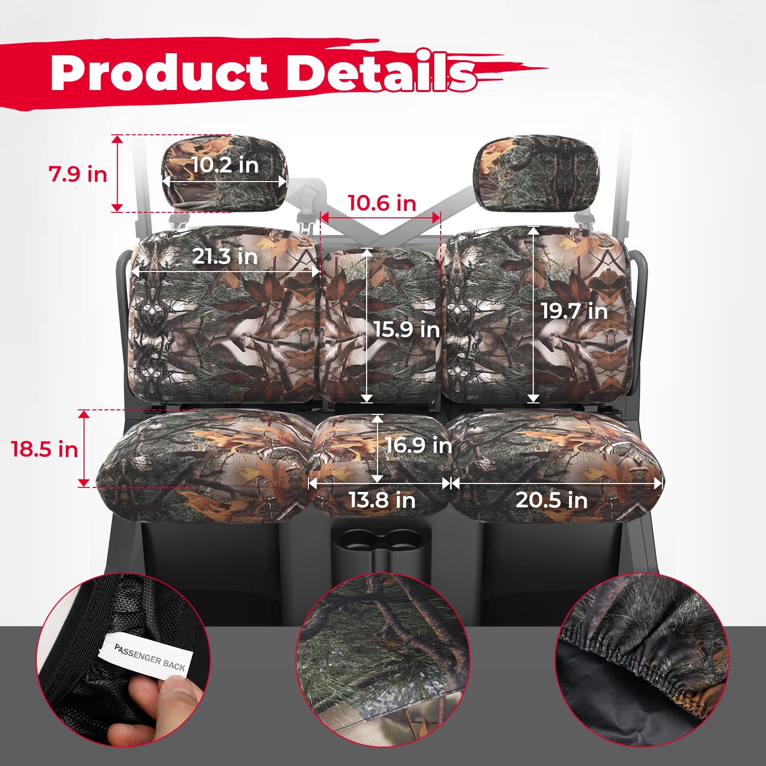 Kemimoto Camouflage UTV Seat Cover for Can-Am Defender