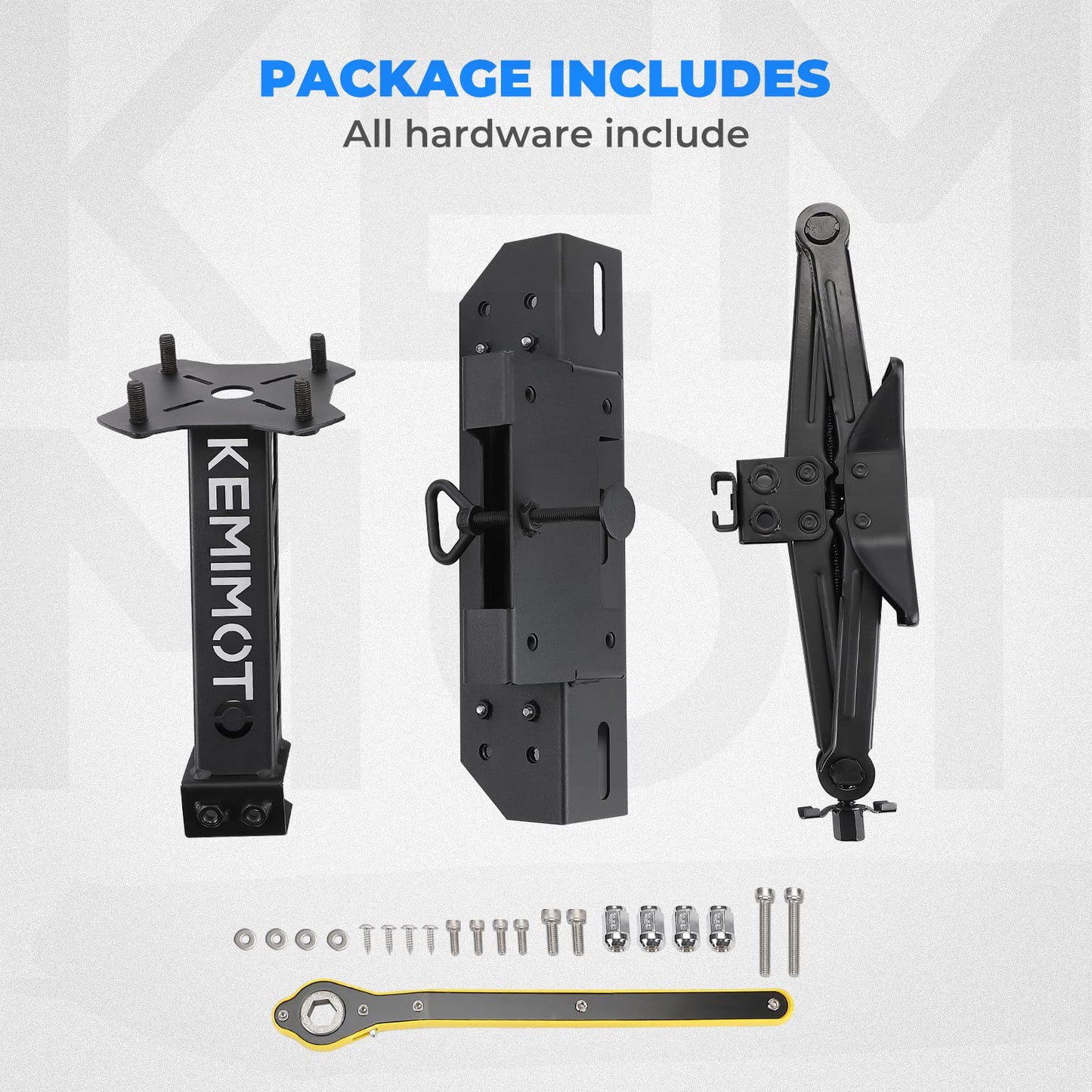 Kemimoto UTV Spare Tire Mount Adjustable 26‑33" for Polaris Ranger