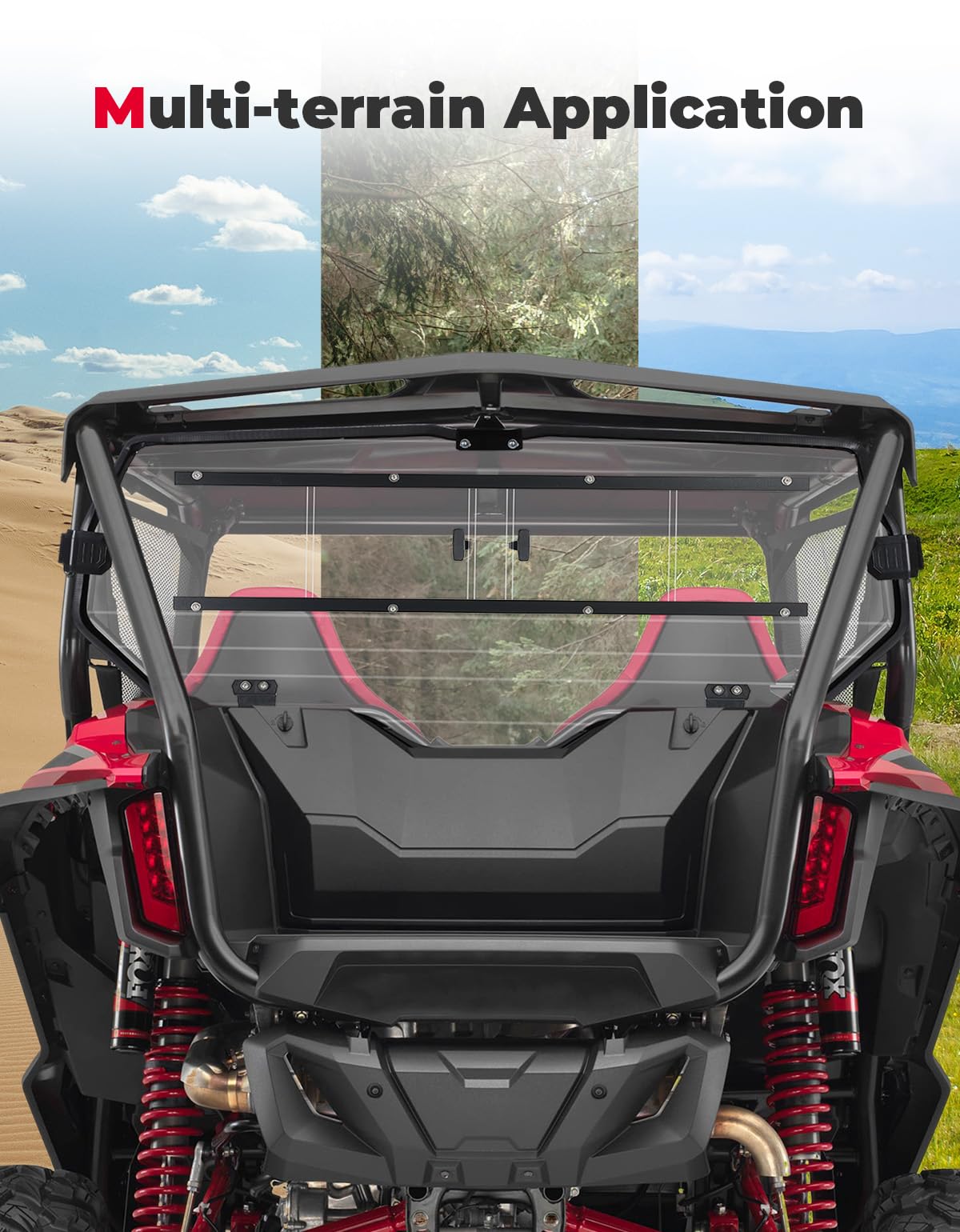 Kemimoto UTV Rear Windshield Sliding Vented Back Window for Talon 1000X-4