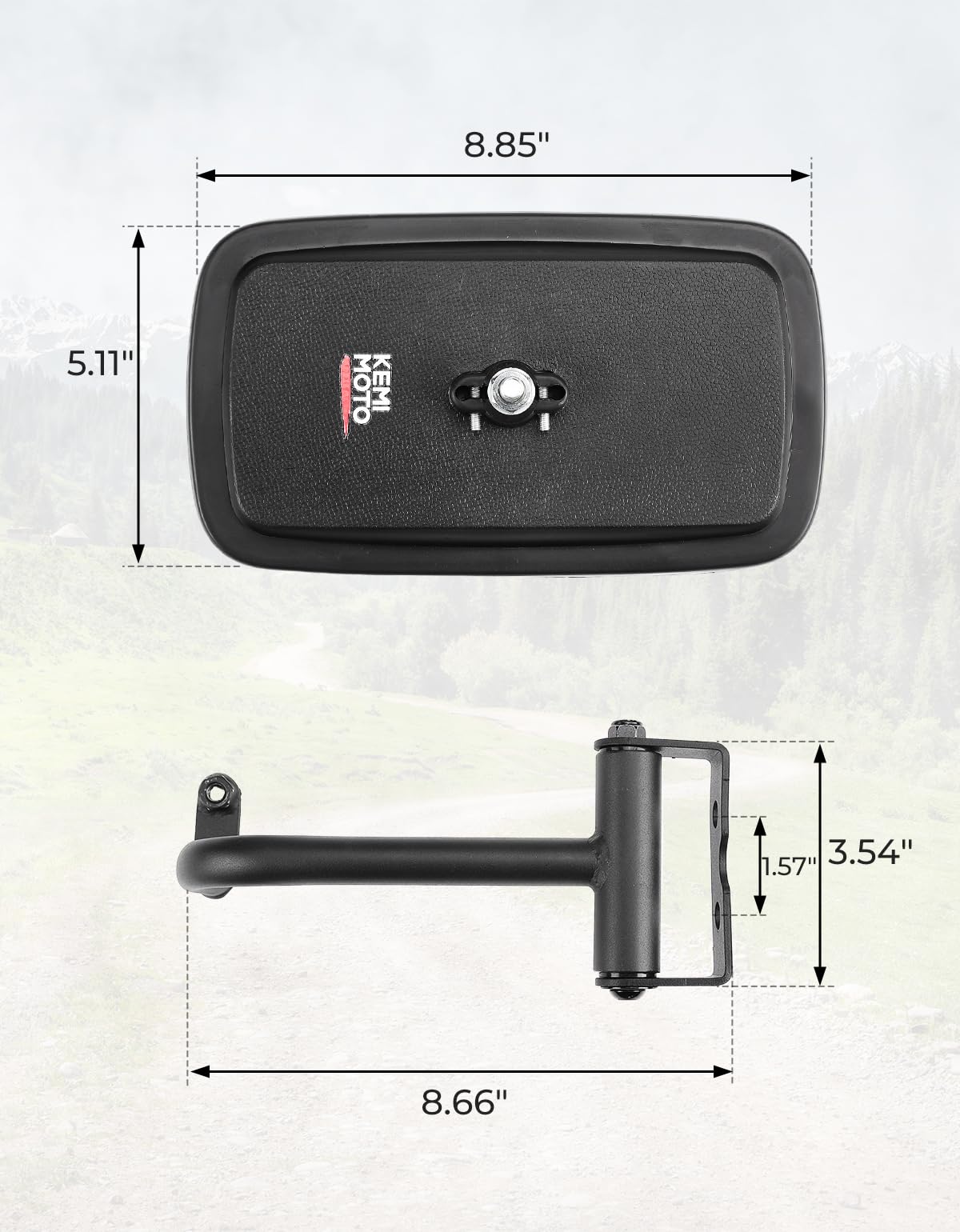 Kemimoto Convex Side Mirrors Black for Kubota RTV 400/500
