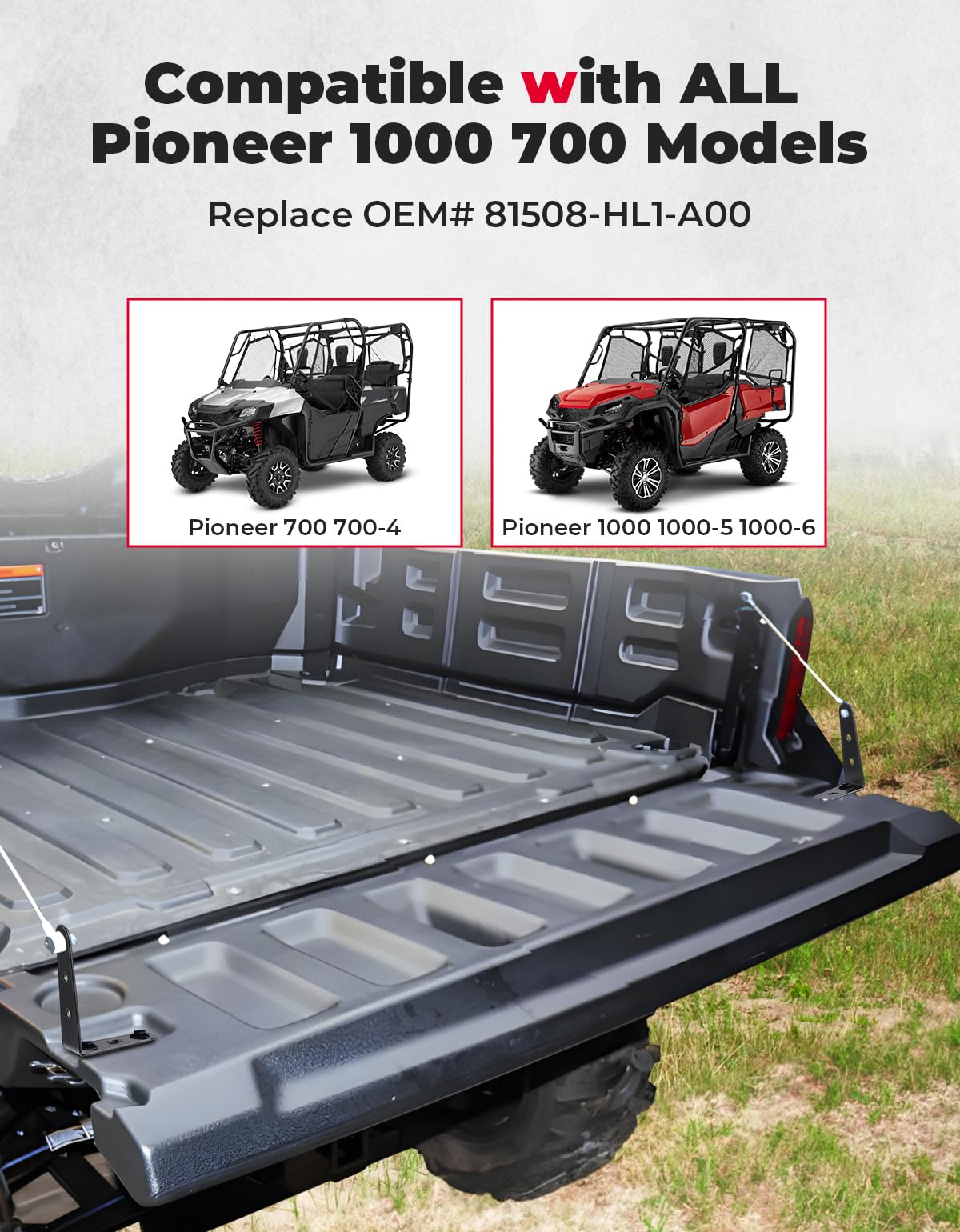 Kemimoto Tailgate Leveler Bracket 3‑Position Adjustable for Pioneer UTV