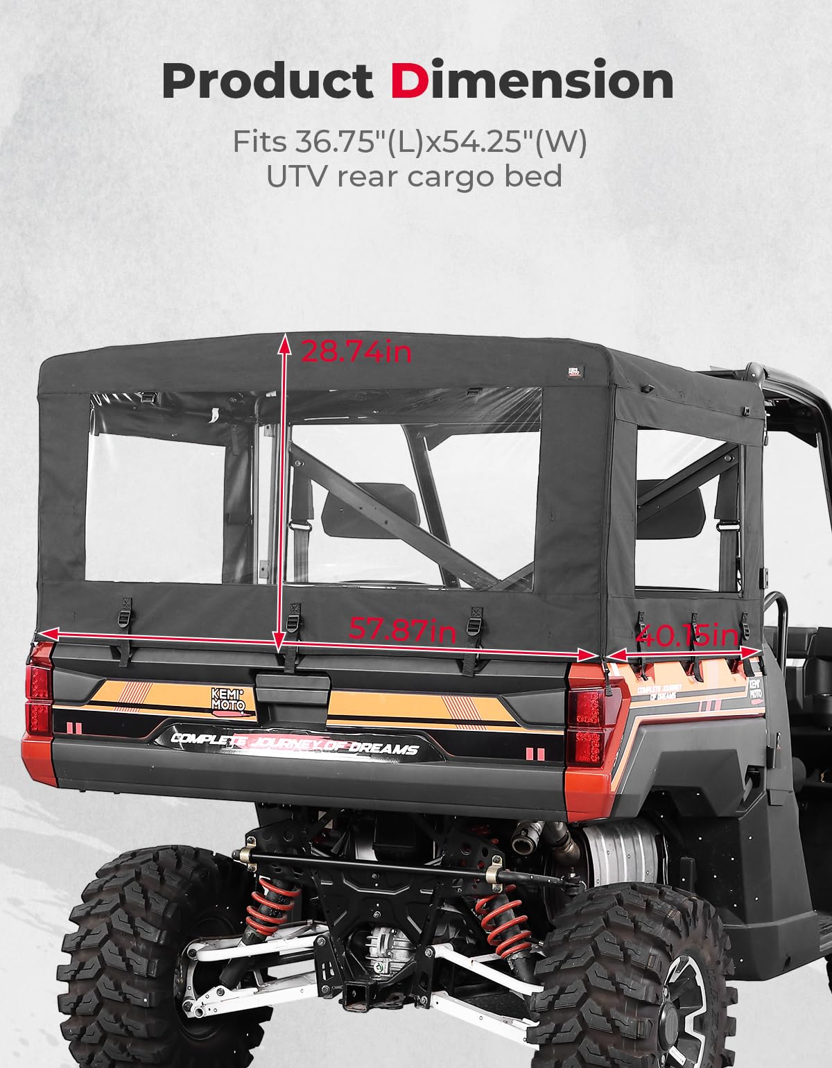 Kemimoto UTV Soft Cargo Bed Cover Rack for Polaris Ranger
