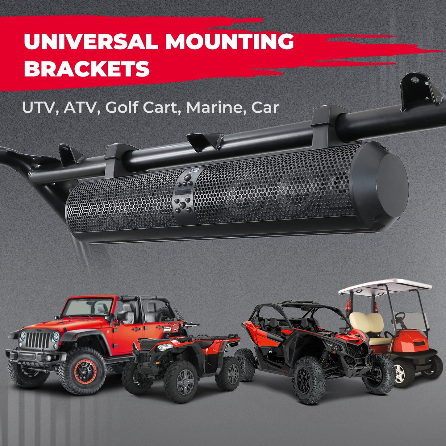 Kemimoto 6‑Speaker UTV Bluetooth Sound Bar for Can‑Am Maverick