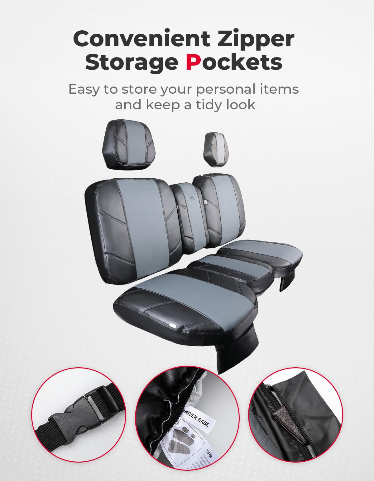 Kemimoto Leather Split Bench Seat Covers for Can‑Am Defender