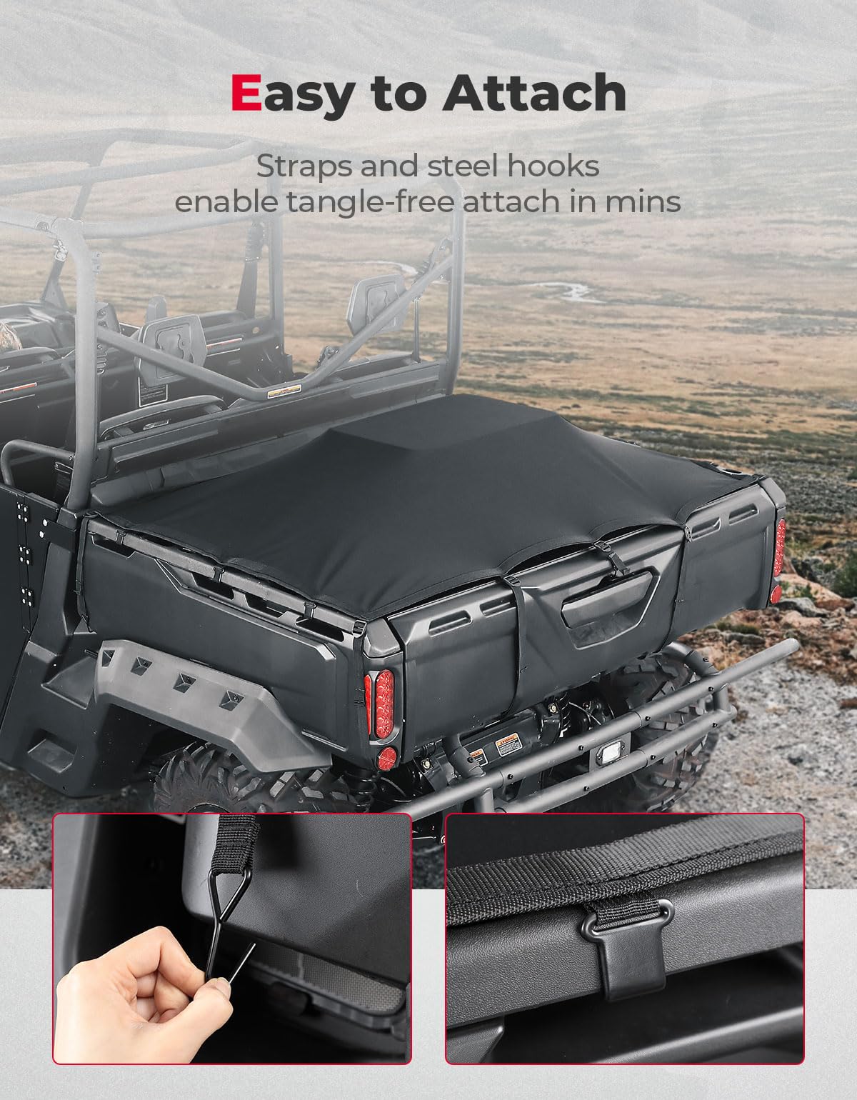Kemimoto Stretchable Cargo Bed Net for Can‑Am Defender & Polaris Ranger